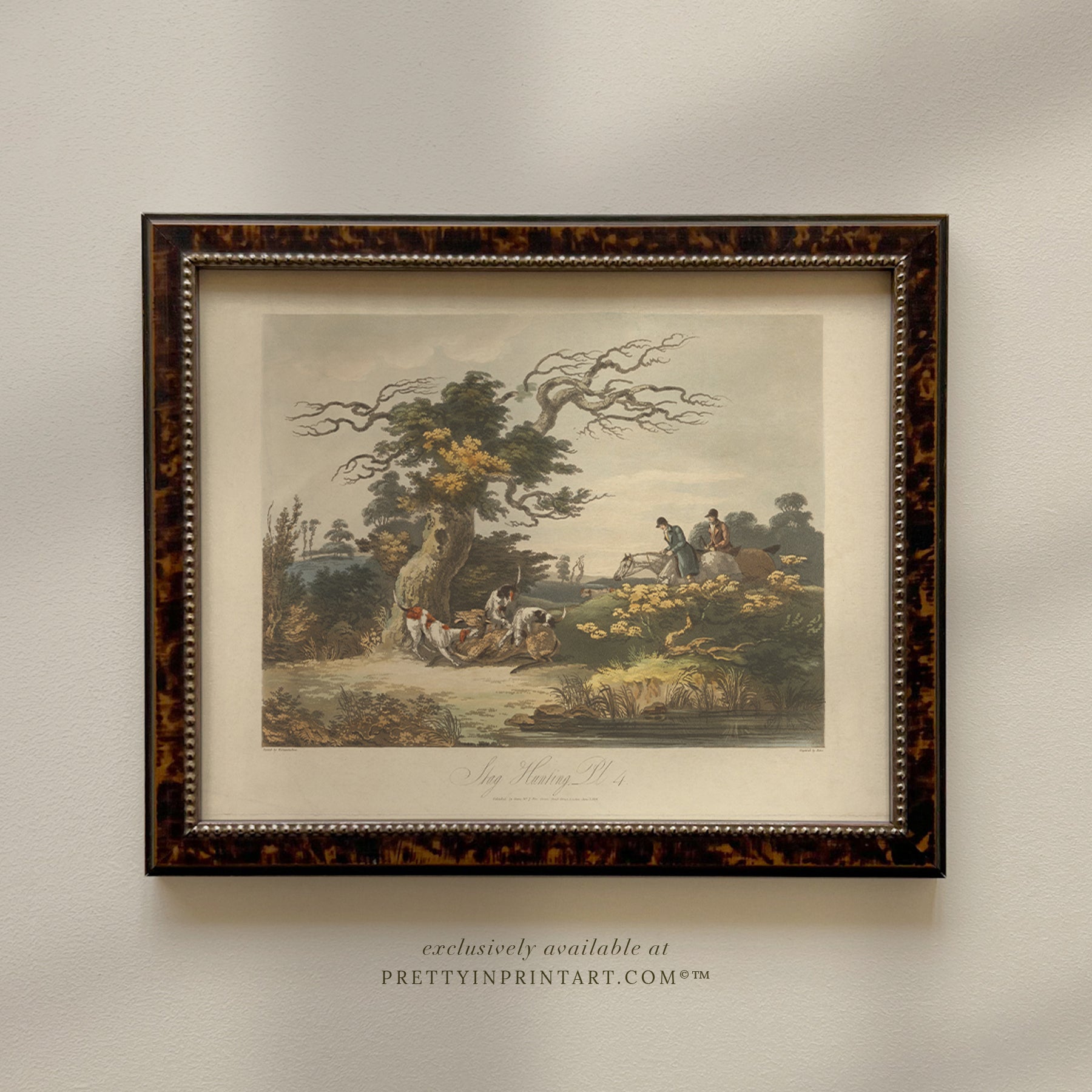 unframed-vintage-hunting-scene-print-antique-style-wall-art