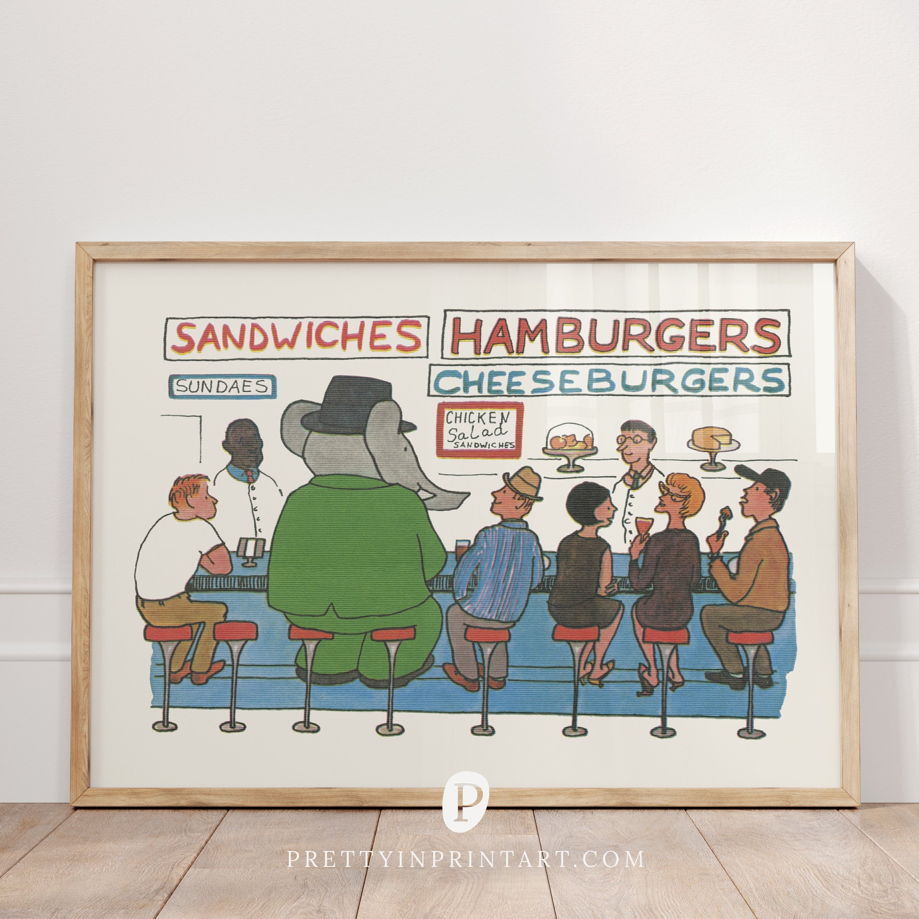 Babar Nursery Art Print - USA Diner | Framed Print