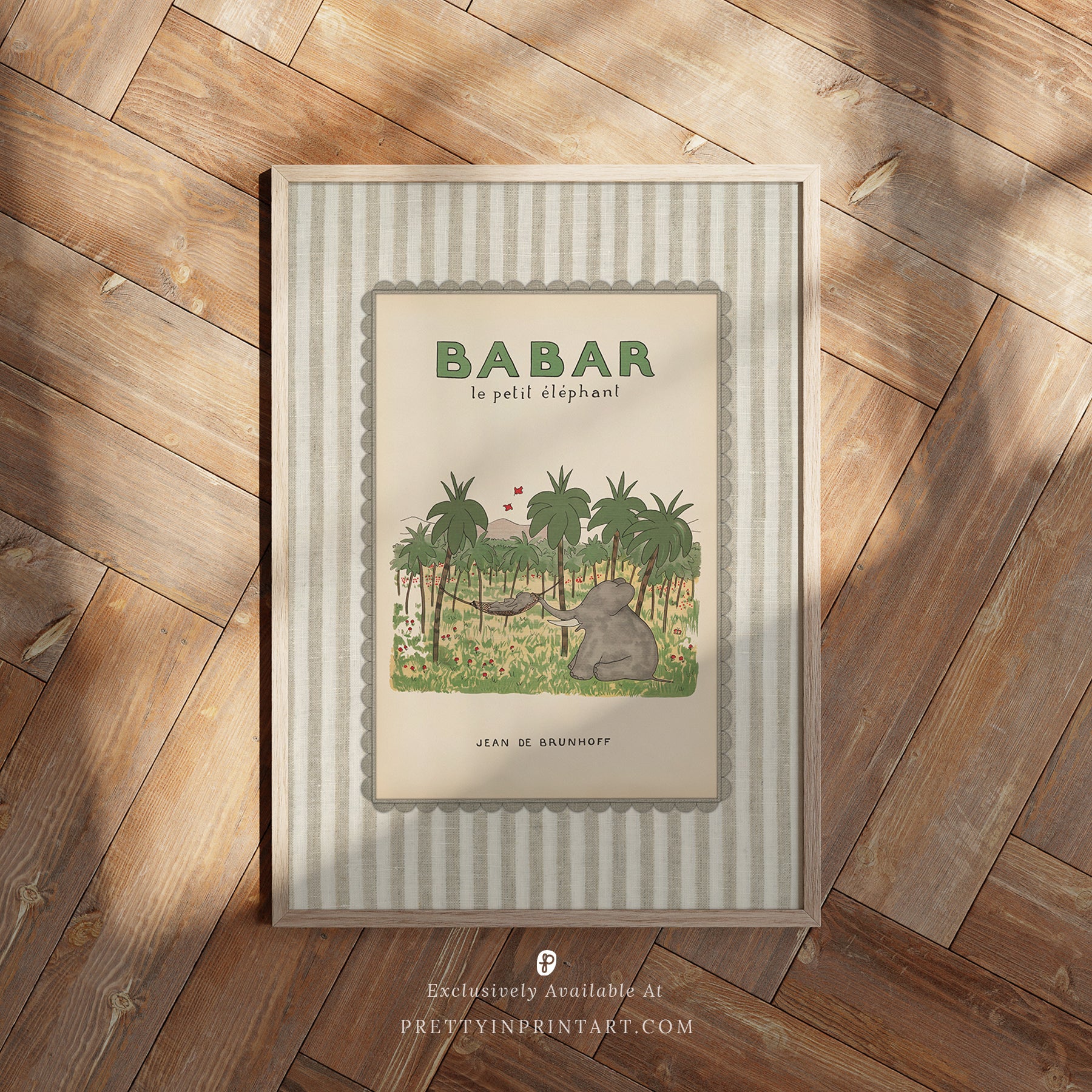 Neutral nursery elephant print – classic Babar wall art