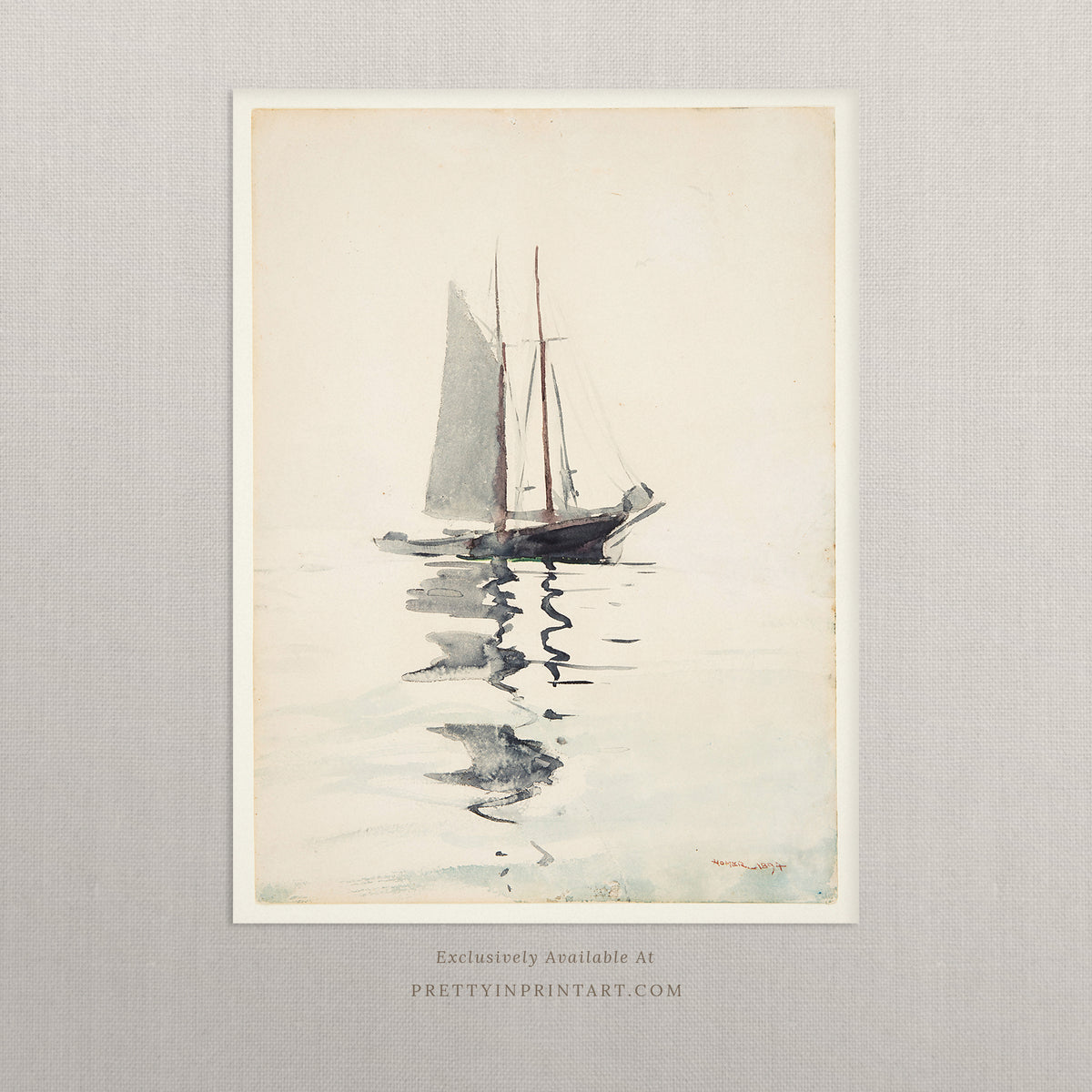 Antique Sailing Boat Wall Art Print | Nautical & Coastal Vintage Decor