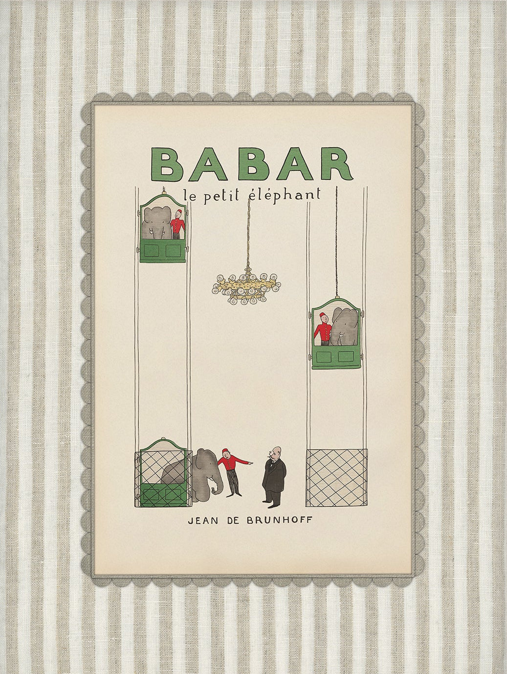 Babar Nursery Art Print - Beige Stripe 011 | Unframed