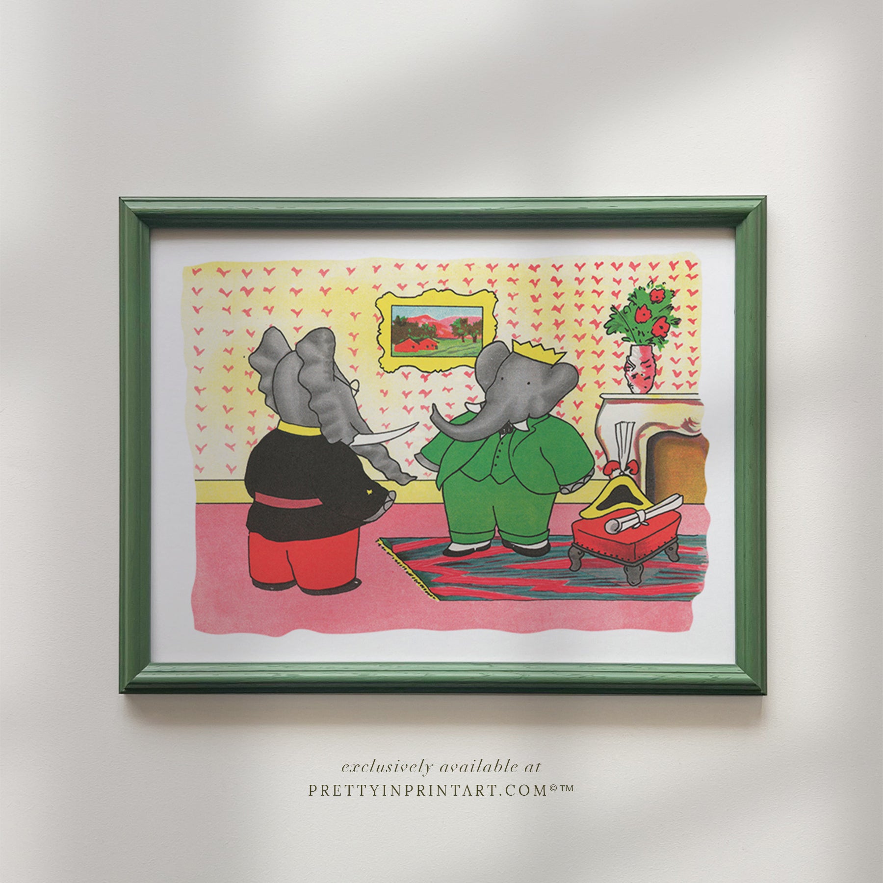 Babar Nursery Art - Babar the Elephant nursery wall art print, Vintage Babar nursery decor for baby’s room, Classic Babar prints for children’s bedrooms