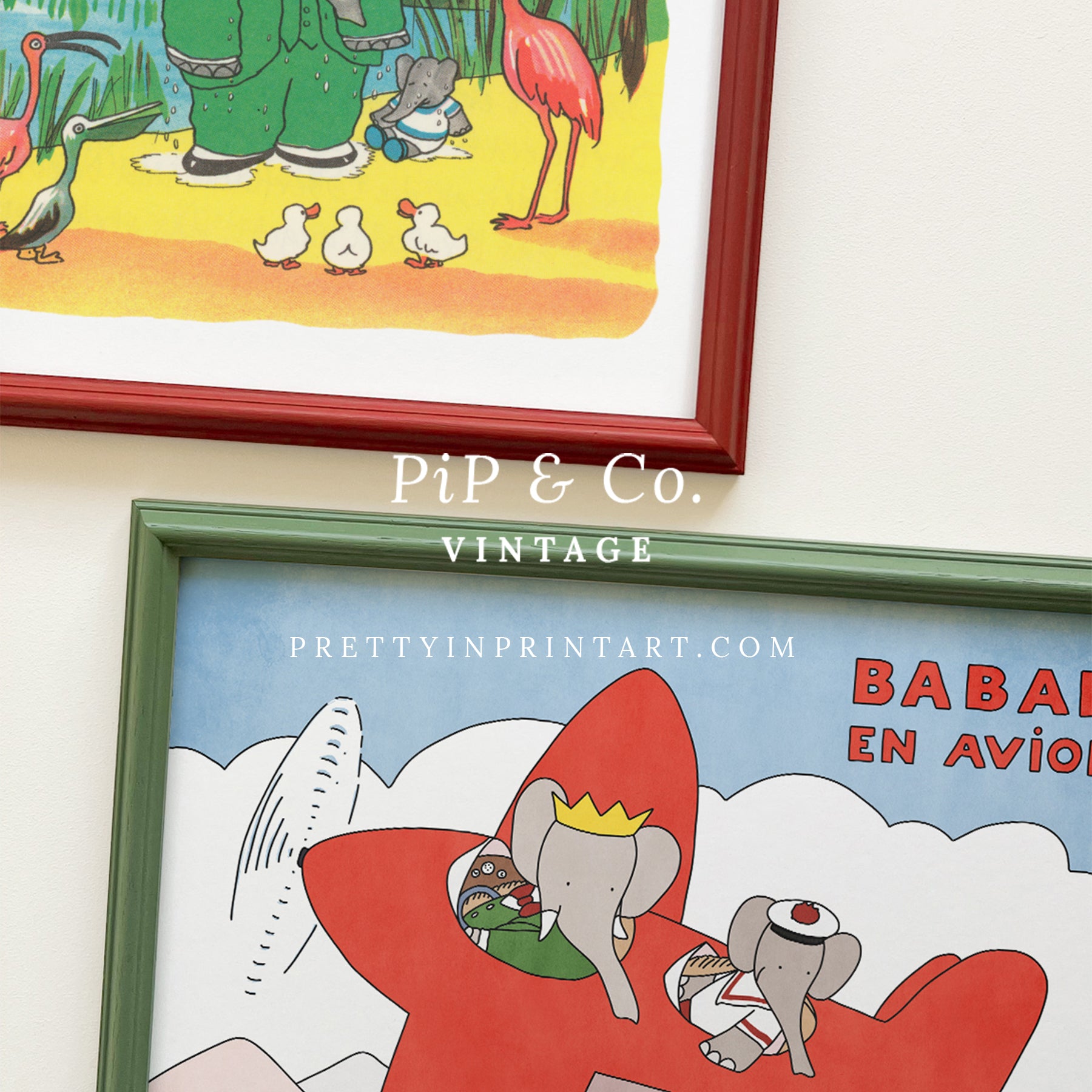 Babar Nursery Art - Babar the Elephant nursery wall art print, Vintage Babar nursery decor for baby’s room, Classic Babar prints for children’s bedrooms