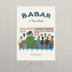 Babar the Elephant Nursery Art Print – Babar in a New York Diner, Unframed
