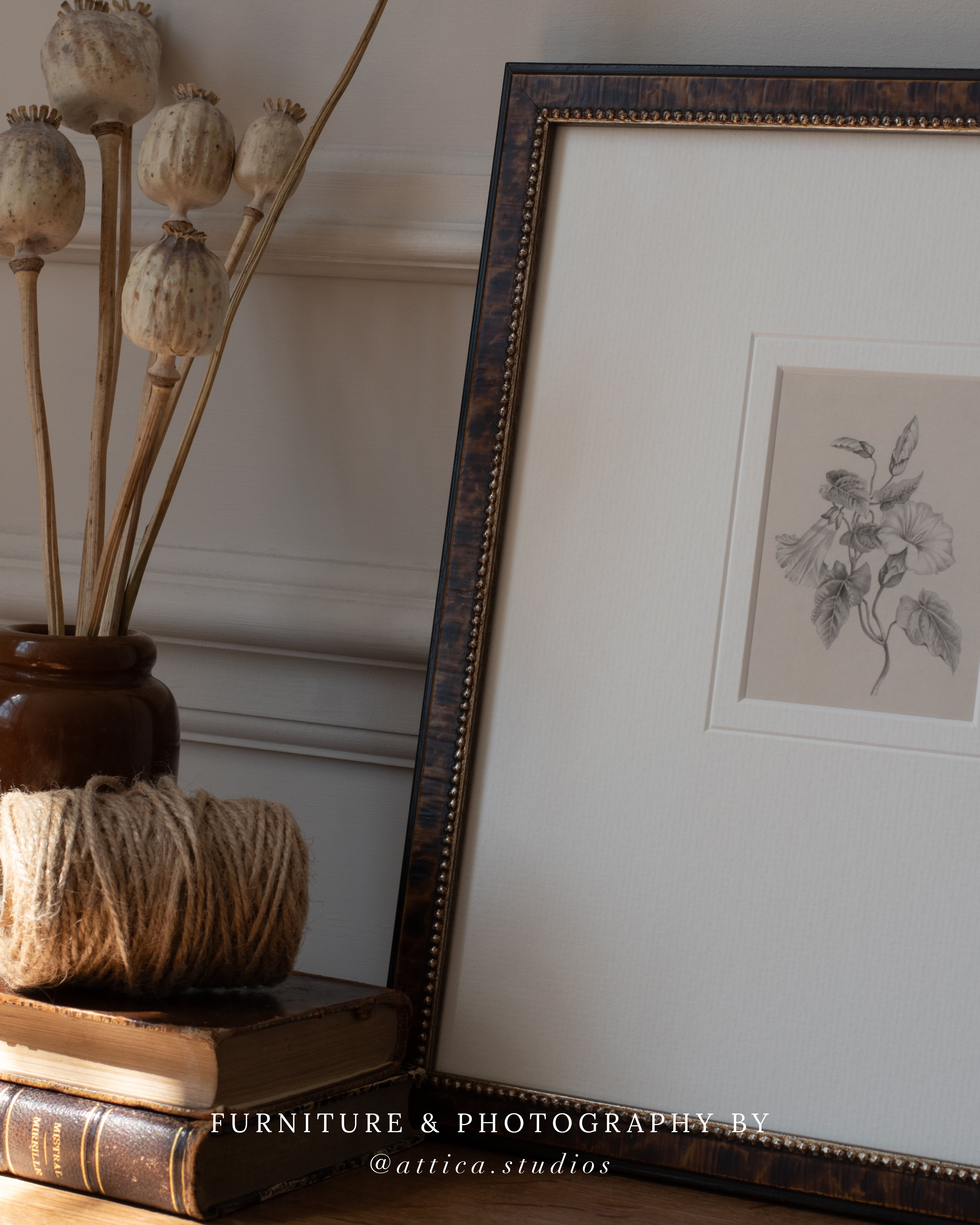Vintage Flower Art | Frame & Mount