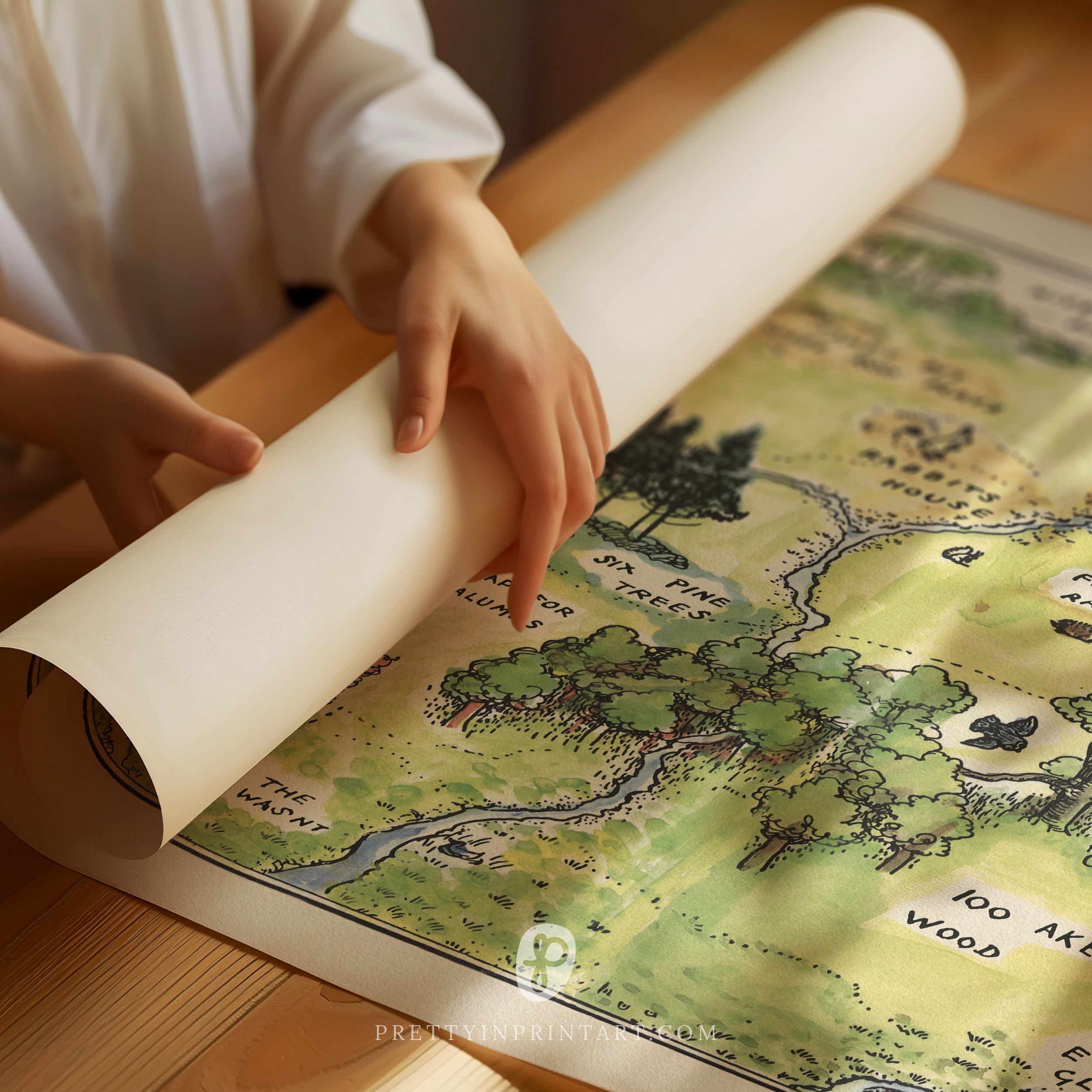 Winnie the Pooh Nursery Art Print – Map of Hundred Acre Wood |  Unframed