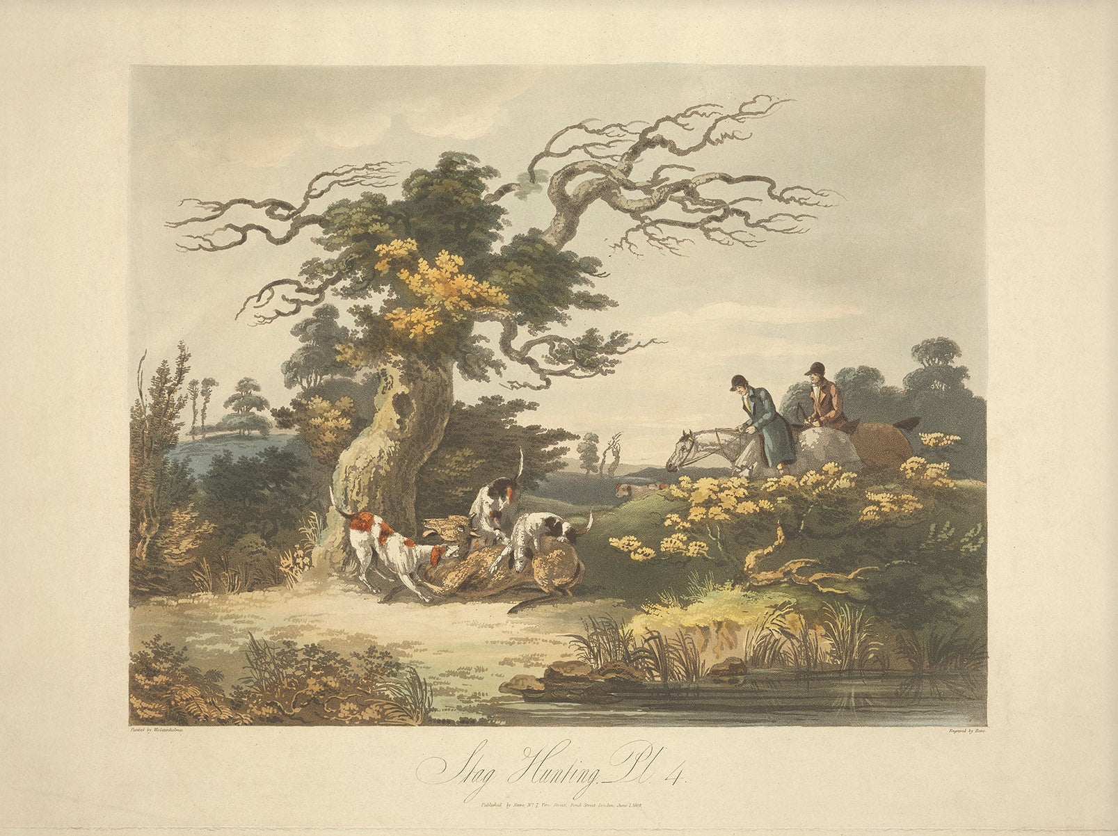Antique Hunting Scene Art Print – Vintage Equestrian 004 | Unframed