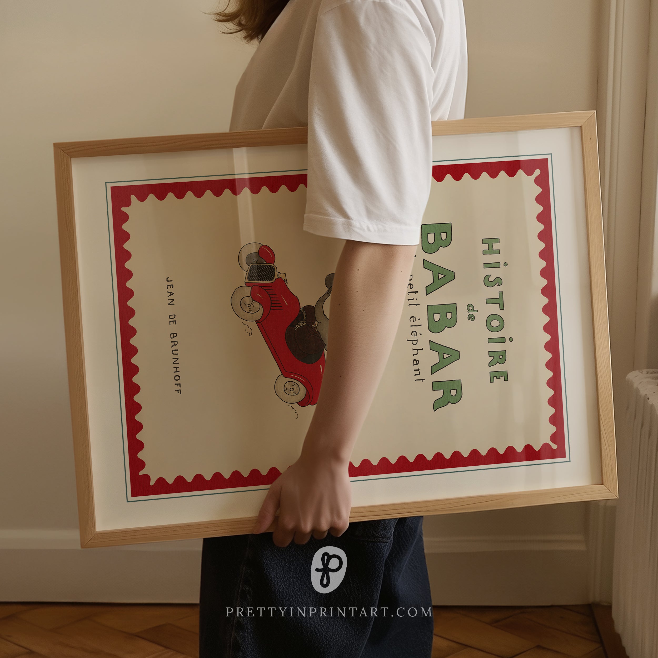 Babar Nursery Art - Babar the Elephant nursery wall art print, Vintage Babar nursery decor for baby’s room, Classic Babar prints for children’s bedrooms