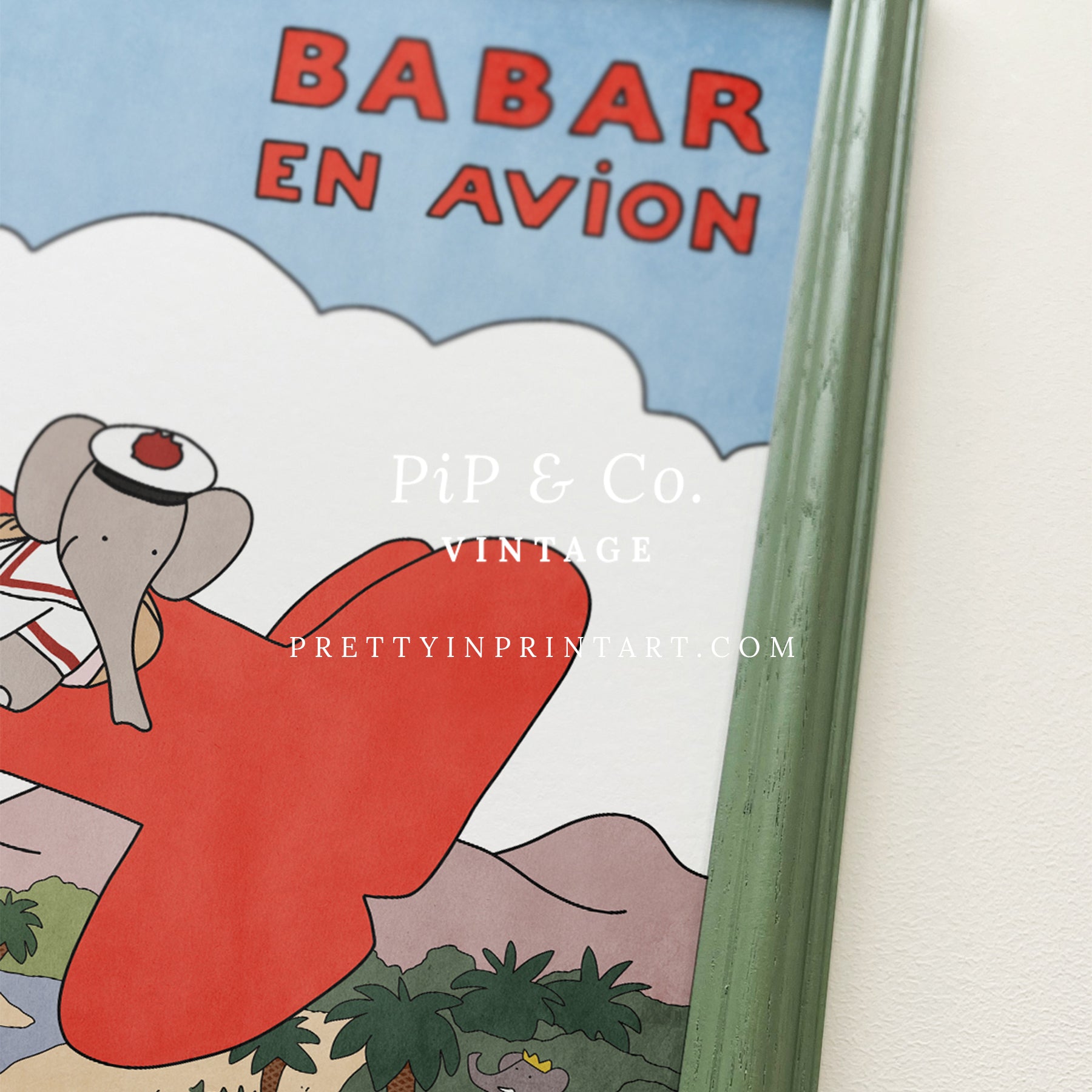 Babar Nursery Art - Babar the Elephant nursery wall art print, Vintage Babar nursery decor for baby’s room, Classic Babar prints for children’s bedrooms