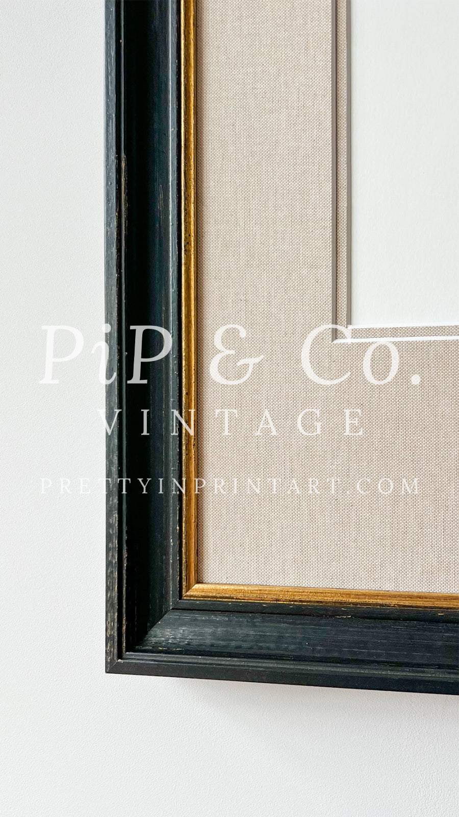 View details for Vintage Style Black & Gold Frame | 471 + Double Linen Mount Vintage Style Black & Gold Frame