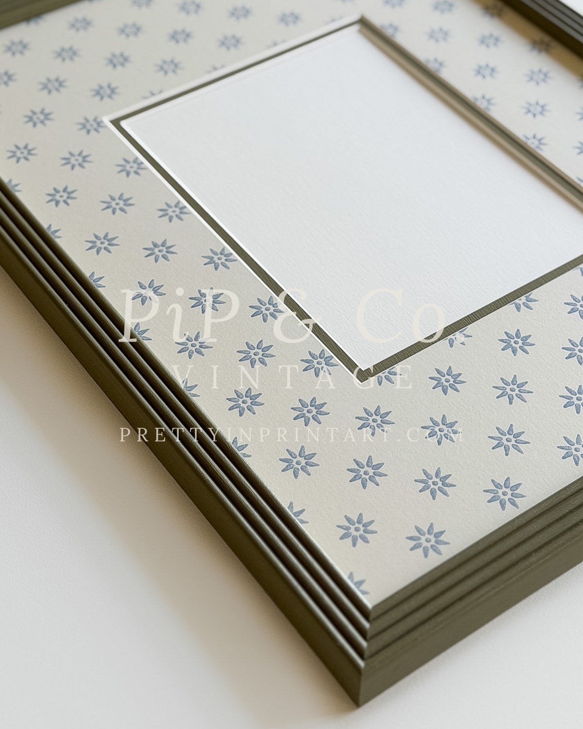 Dark Green Hand Painted Frame | Wallpapered Mount (SW9+M18)