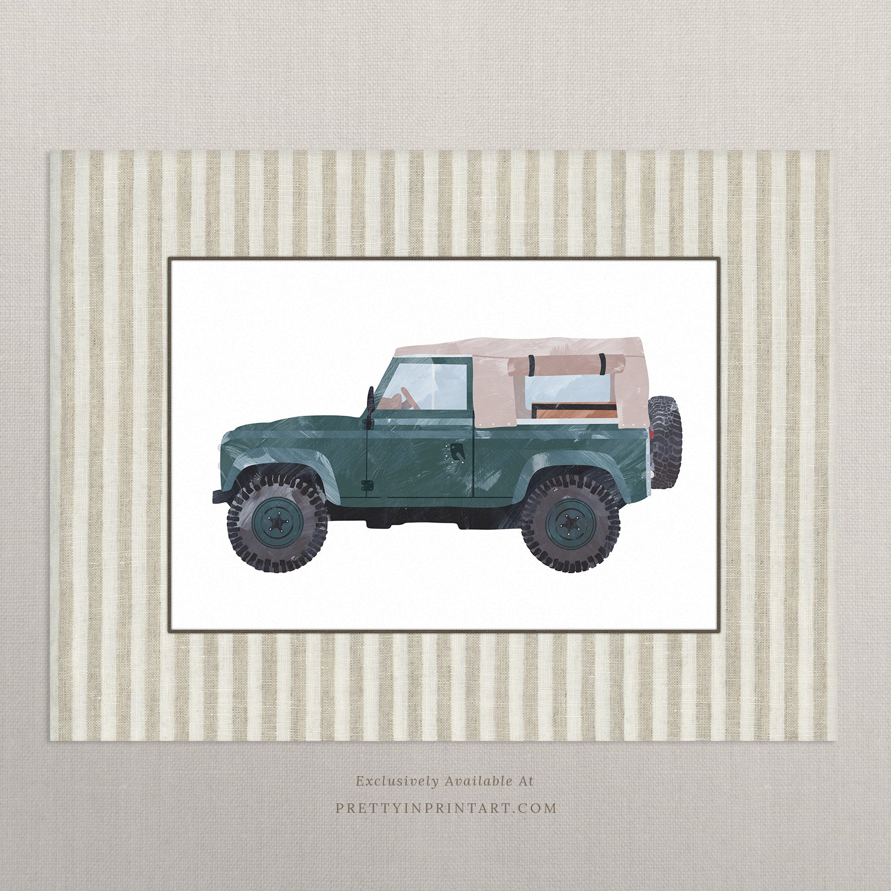 Land Rover Defender Art: Green | Unframed
