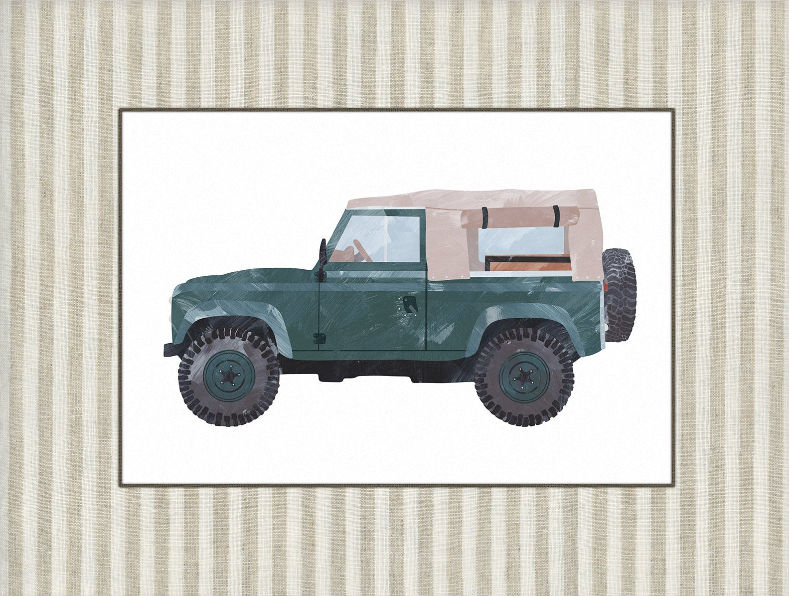 Land Rover Defender Art: Green | Unframed