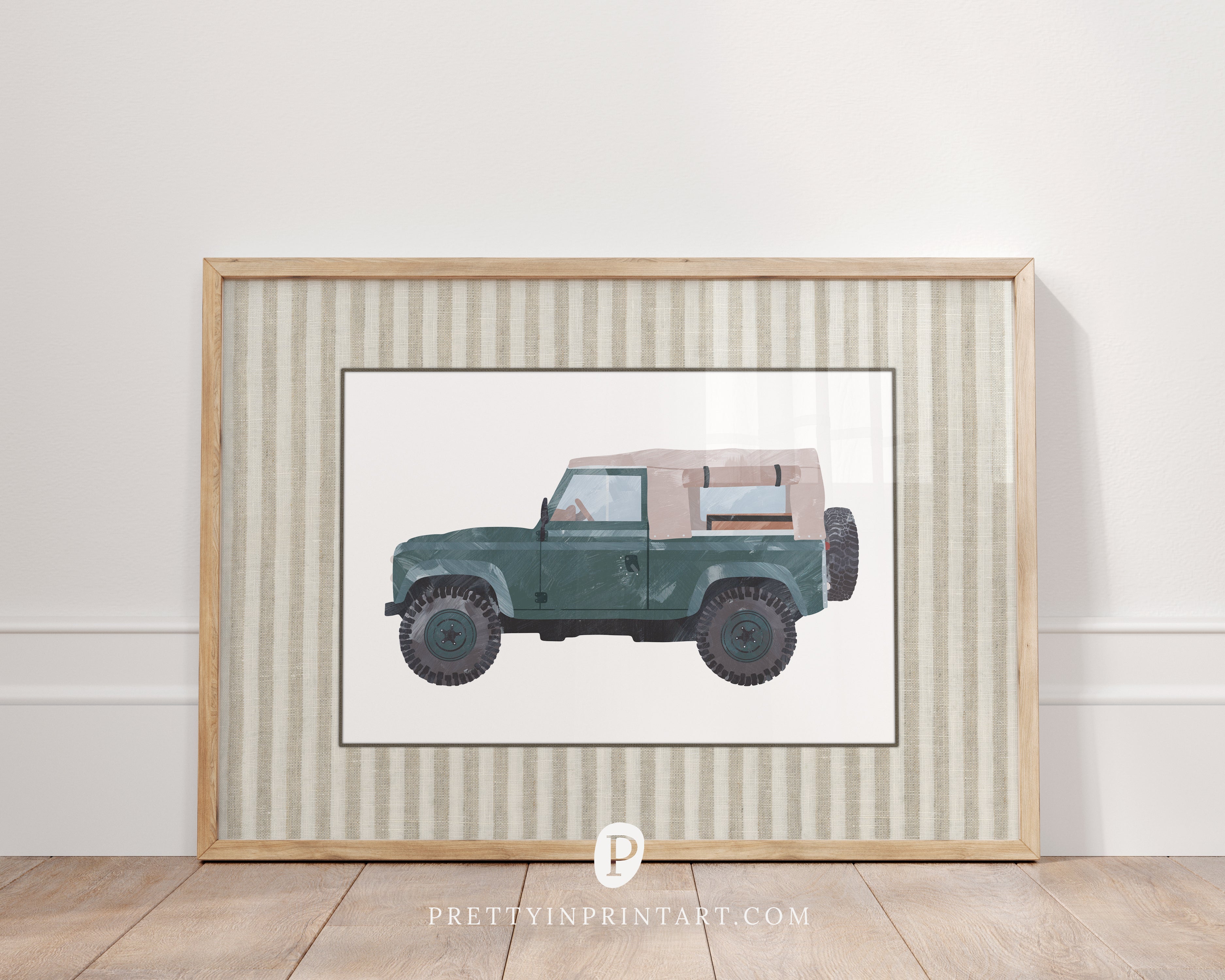 Land Rover Defender Art: Green | Framed Print