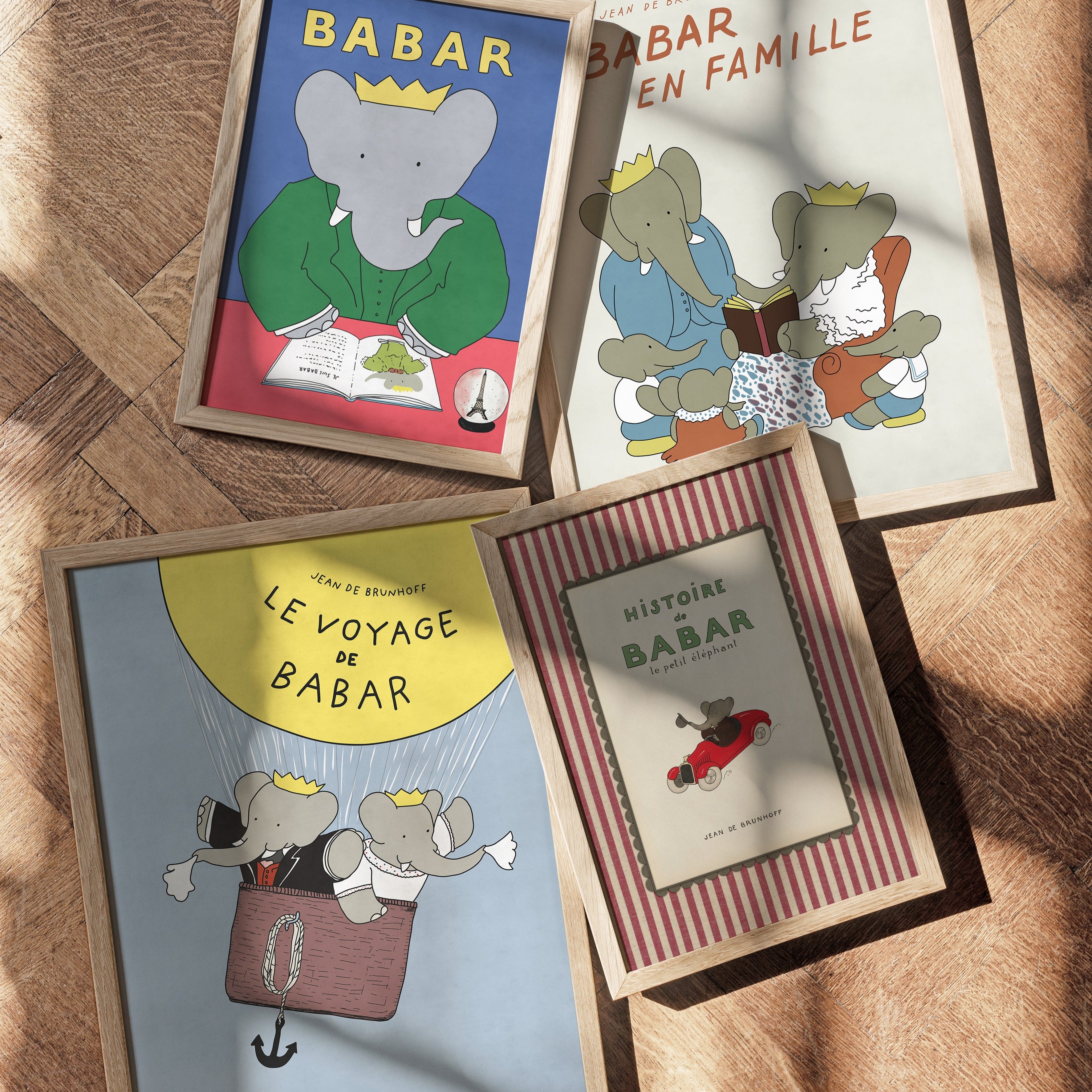 Babar Nursery Art - Babar the Elephant nursery wall art print, Vintage Babar nursery decor for baby’s room, Classic Babar prints for children’s bedrooms