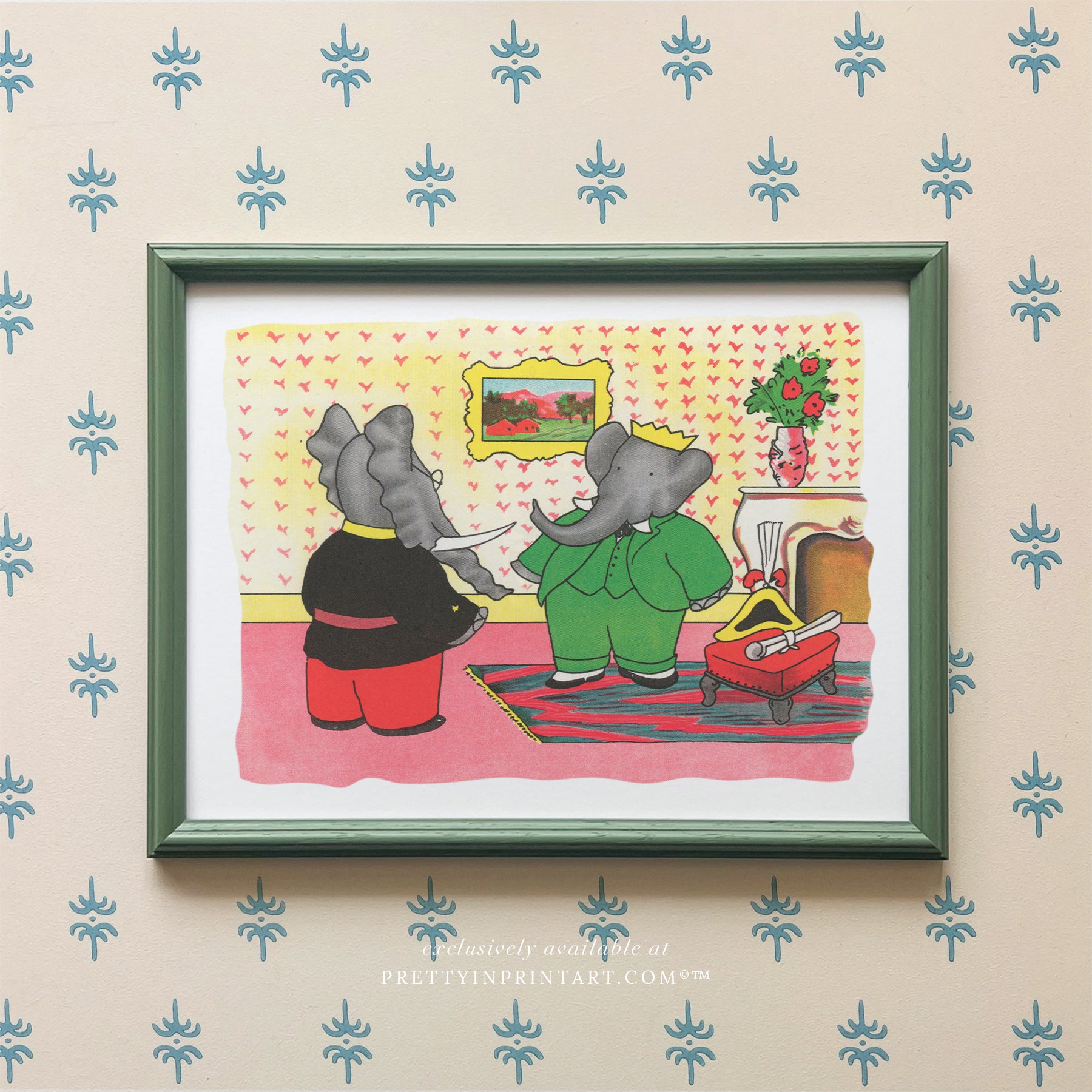 Babar Nursery Art - Babar the Elephant nursery wall art print, Vintage Babar nursery decor for baby’s room, Classic Babar prints for children’s bedrooms