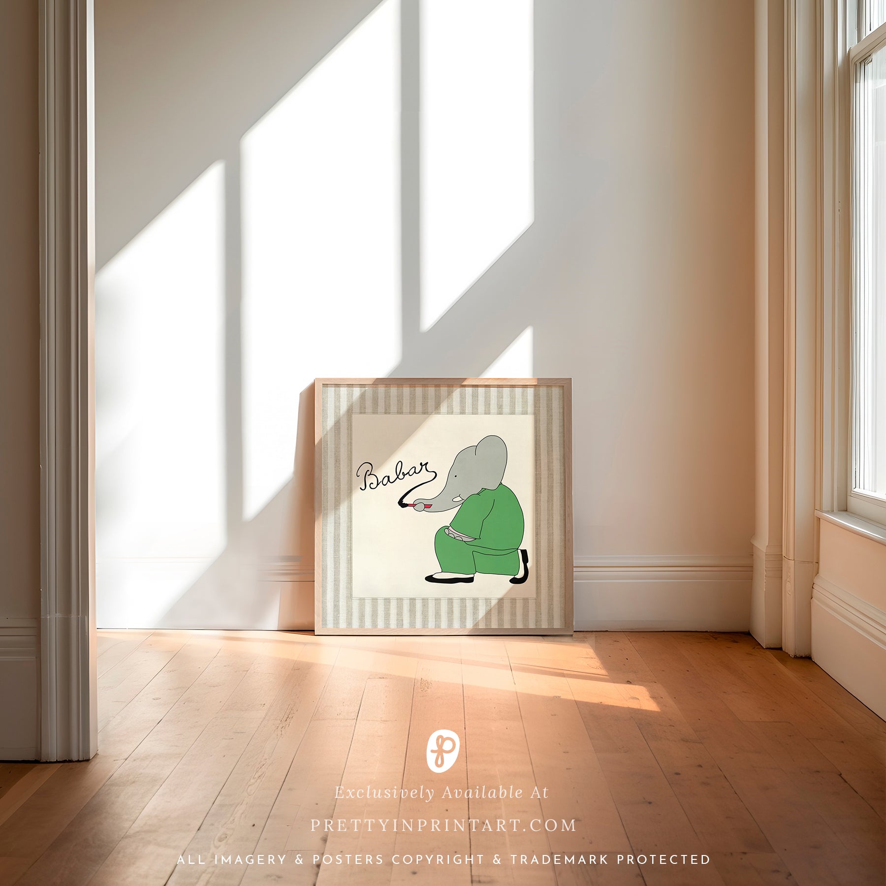 Babar Nursery Art - Babar the Elephant nursery wall art print, Vintage Babar nursery decor for baby’s room, Classic Babar prints for children’s bedrooms