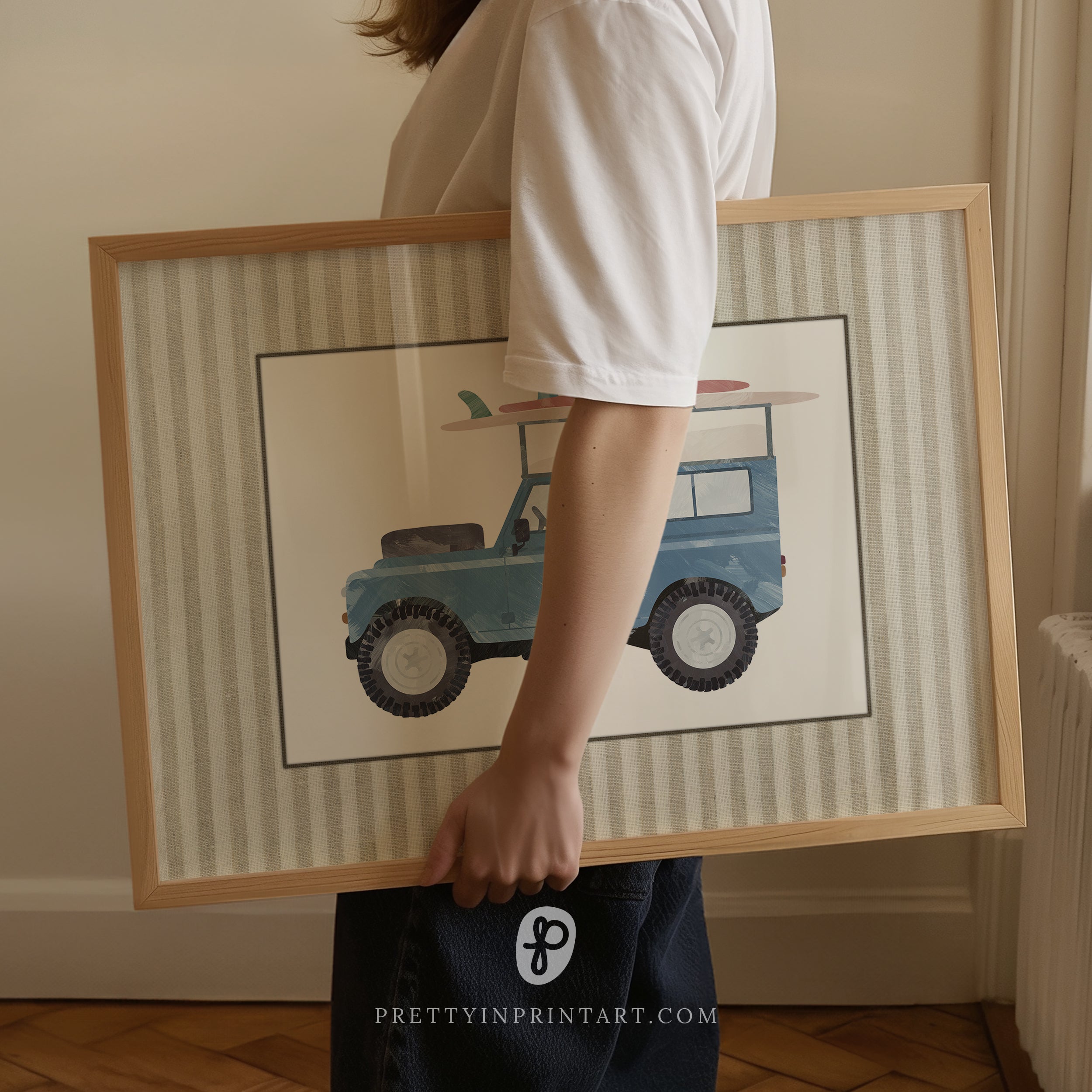 Land Rover Defender Art: Blue Surf | Framed Print
