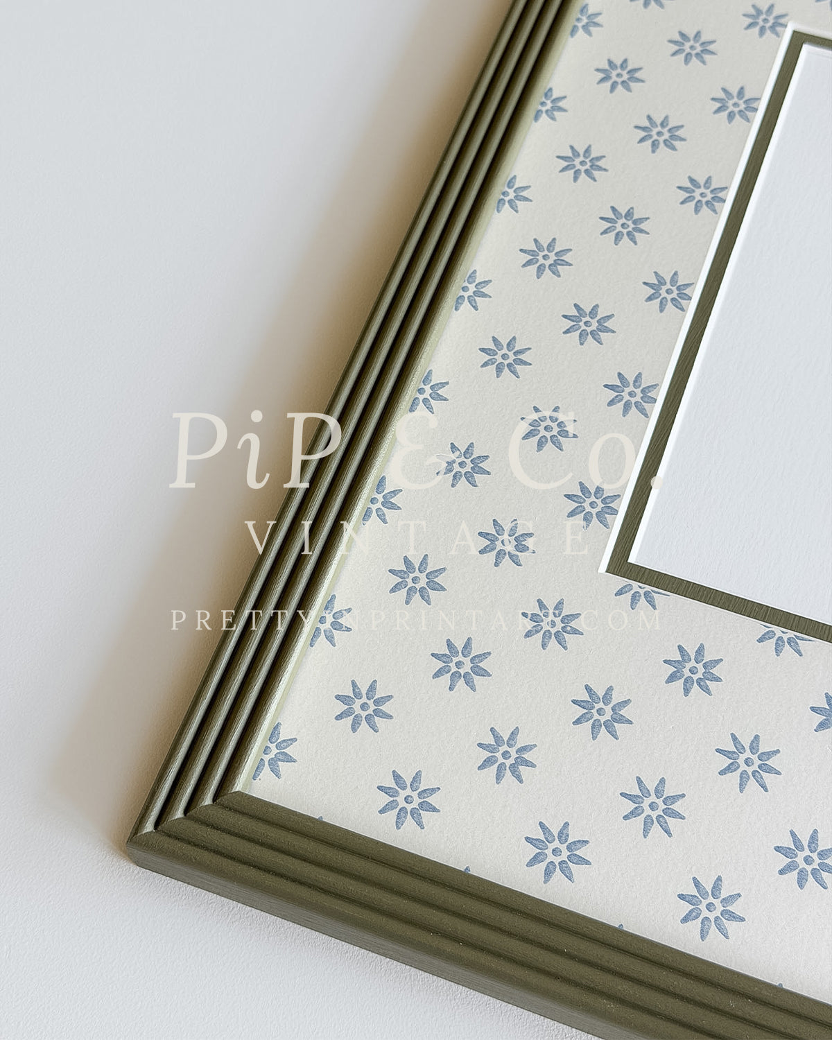 Dark Green Hand Painted Frame | Wallpapered Mount (SW9+M18)