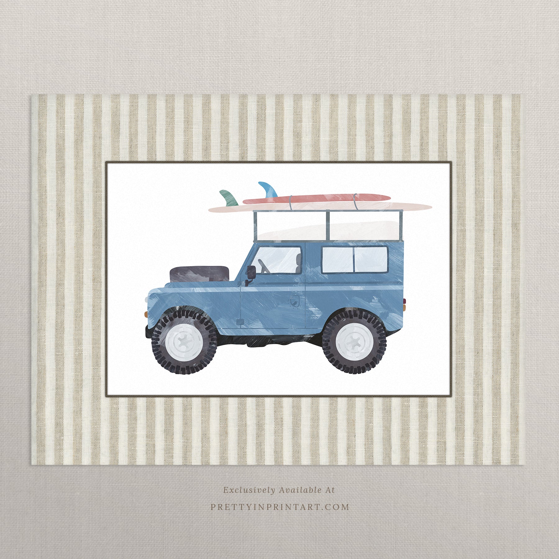 Land Rover Defender Art: Blue Surf | Framed Print