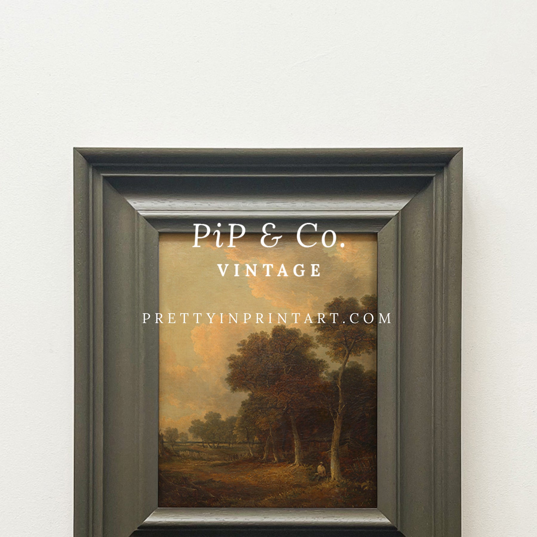 Elegant countryside landscape art in hand-painted frame, beautifully suited for timeless, curated interiors.