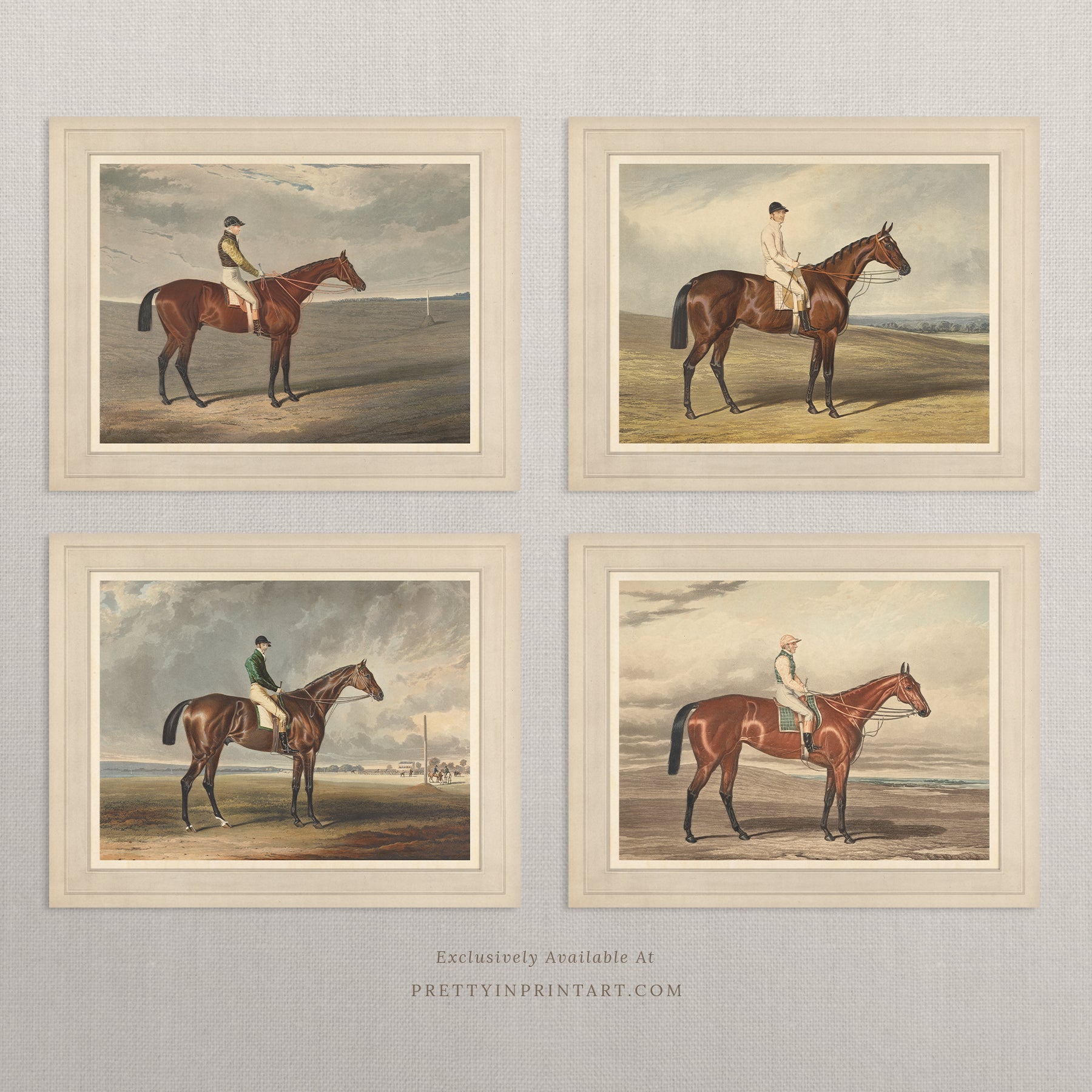 Vintage Race Horse Art Print – Equestrian Art 004 | Unframed
