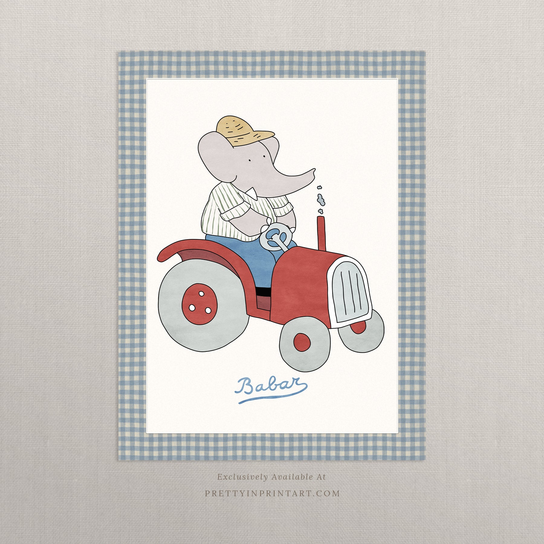 Babar Nursery Art - Babar the Elephant nursery wall art print, Vintage Babar nursery decor for baby’s room, Classic Babar prints for children’s bedrooms