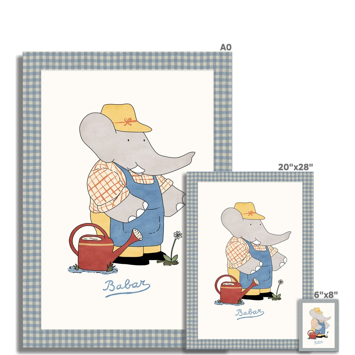 Babar Nursery Art - Babar the Elephant nursery wall art print, Vintage Babar nursery decor for baby’s room, Classic Babar prints for children’s bedrooms
