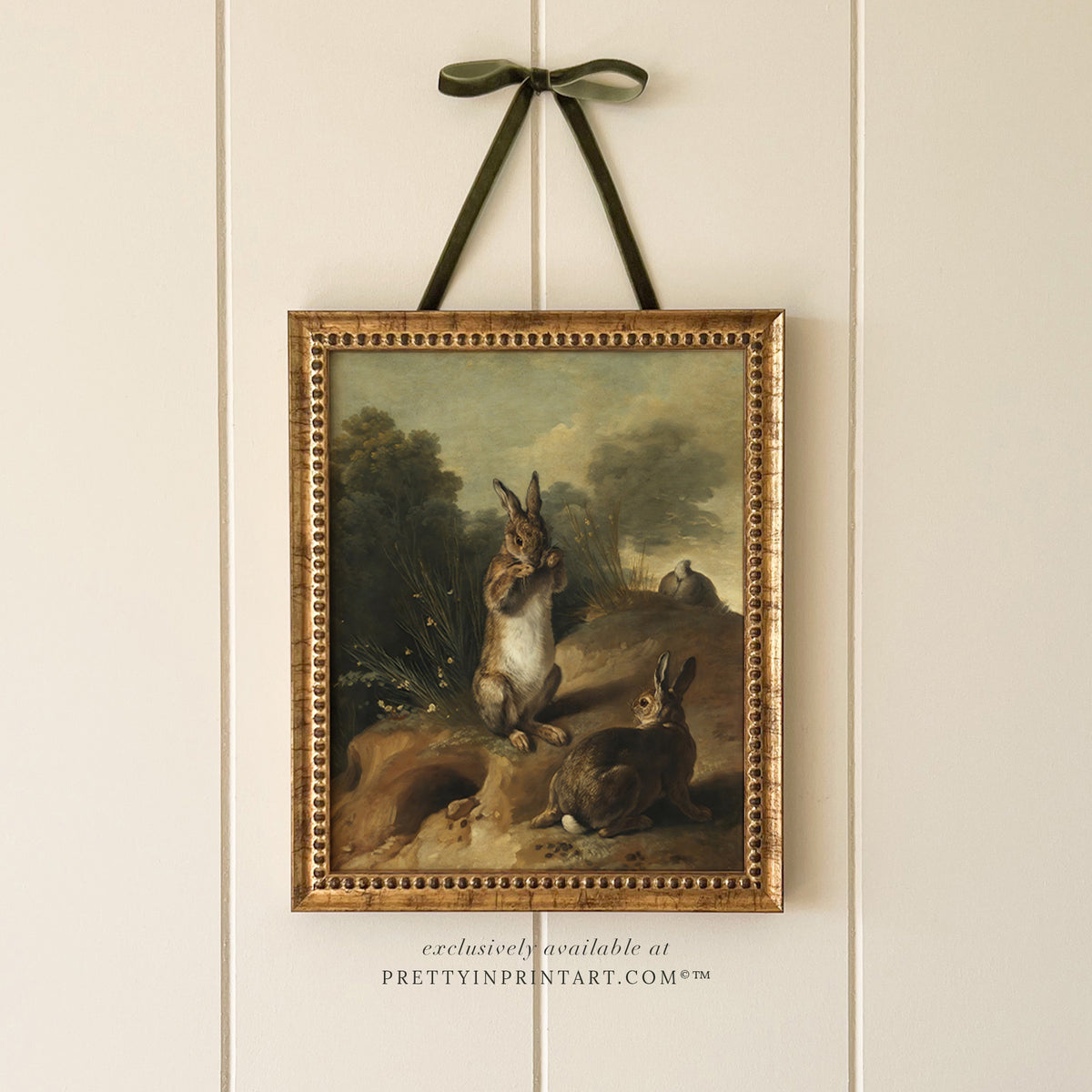 Vintage Bunny Rabbit Art Print – Framed Nursery Wall Decor for Baby or ...