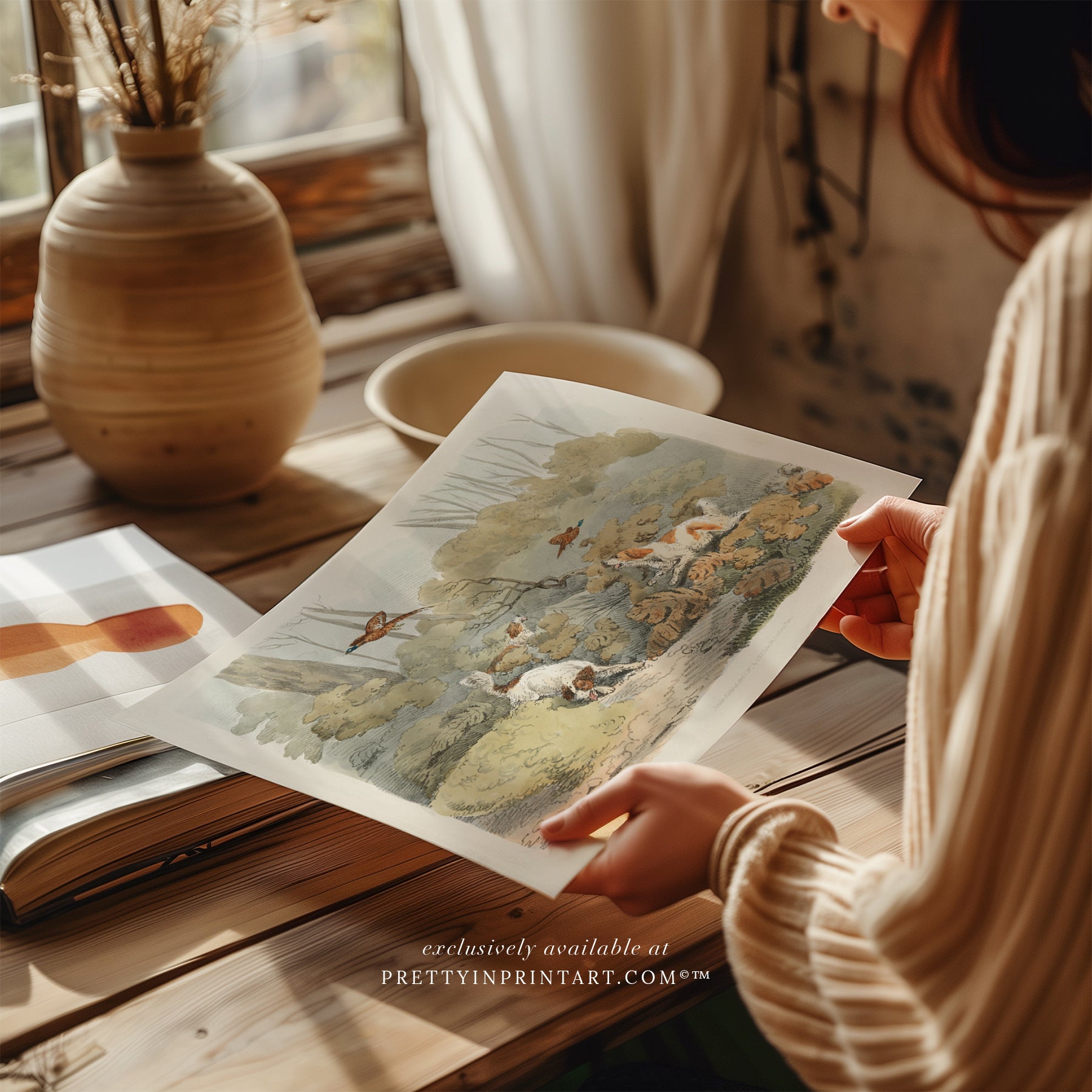 vintage-hunting-dog-wall-art-set-in-gold-frames