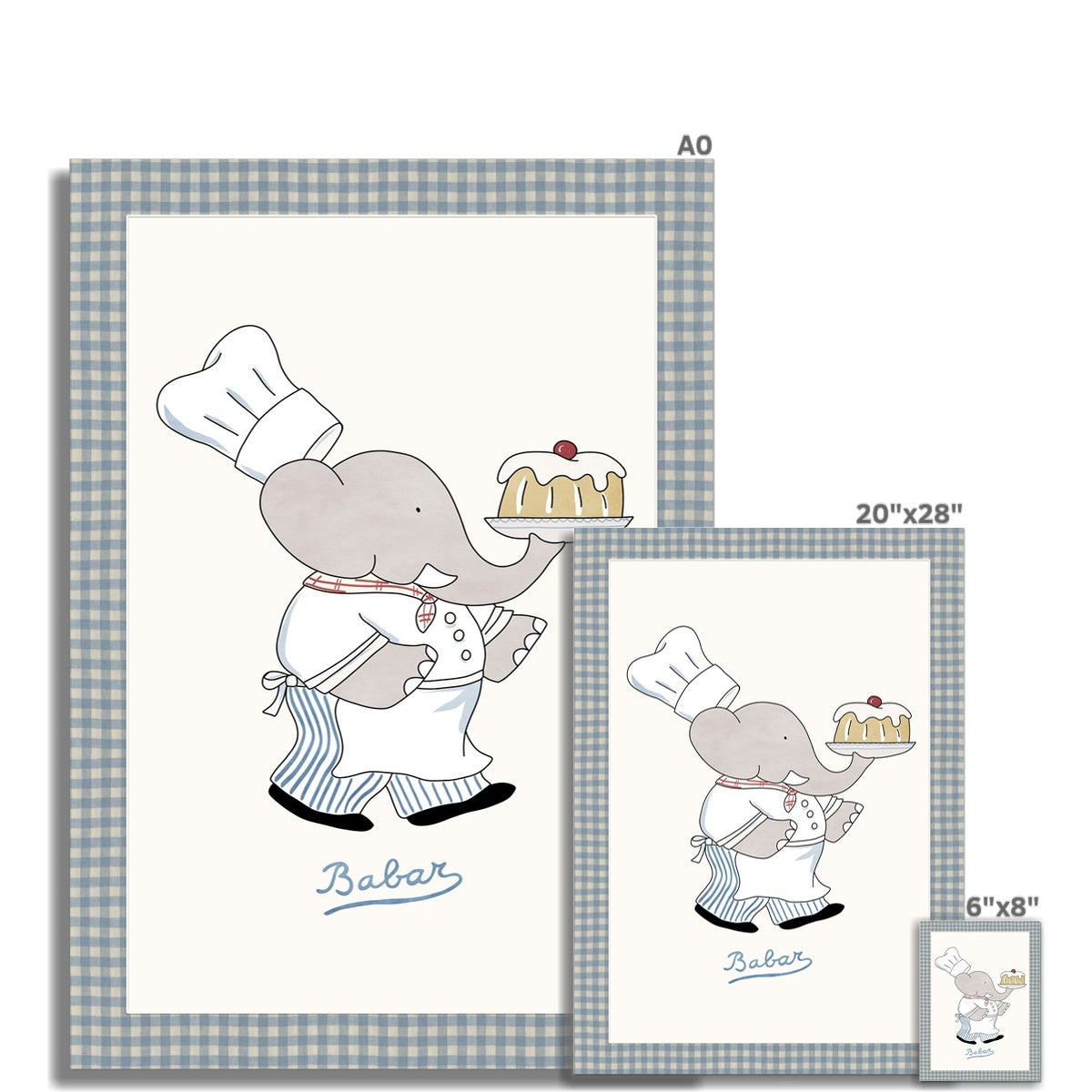 Babar Nursery Art - Babar the Elephant nursery wall art print, Vintage Babar nursery decor for baby’s room, Classic Babar prints for children’s bedrooms