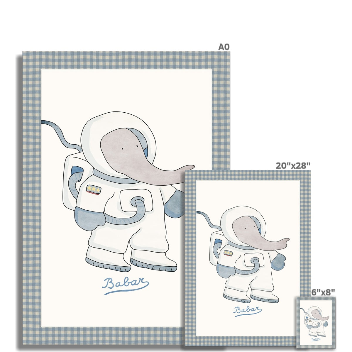 Babar Nursery Art - Babar the Elephant nursery wall art print, Vintage Babar nursery decor for baby’s room, Classic Babar prints for children’s bedrooms