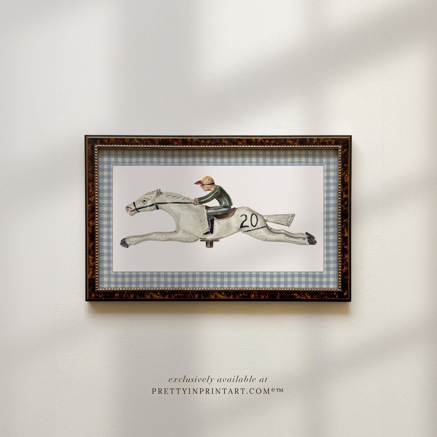 Vintage horse nursery art in classic picture frame Equestrian nursery prints Horse wall art for nursery Antique horse prints for nursery Vintage equestrian nursery decor Pony nursery art print Traditional horse nursery artwork Storybook horse illustration
