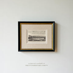 Framed Vintage London Landscape Etching – Greenwich Park, Black & Gold Frame with Linen-Style Mount (2001)