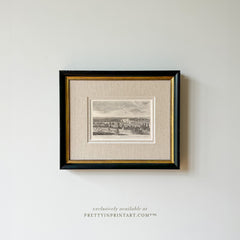 Framed Vintage London Landscape Etching – Petersham, Black & Gold Frame with Linen-Style Mount (2001)