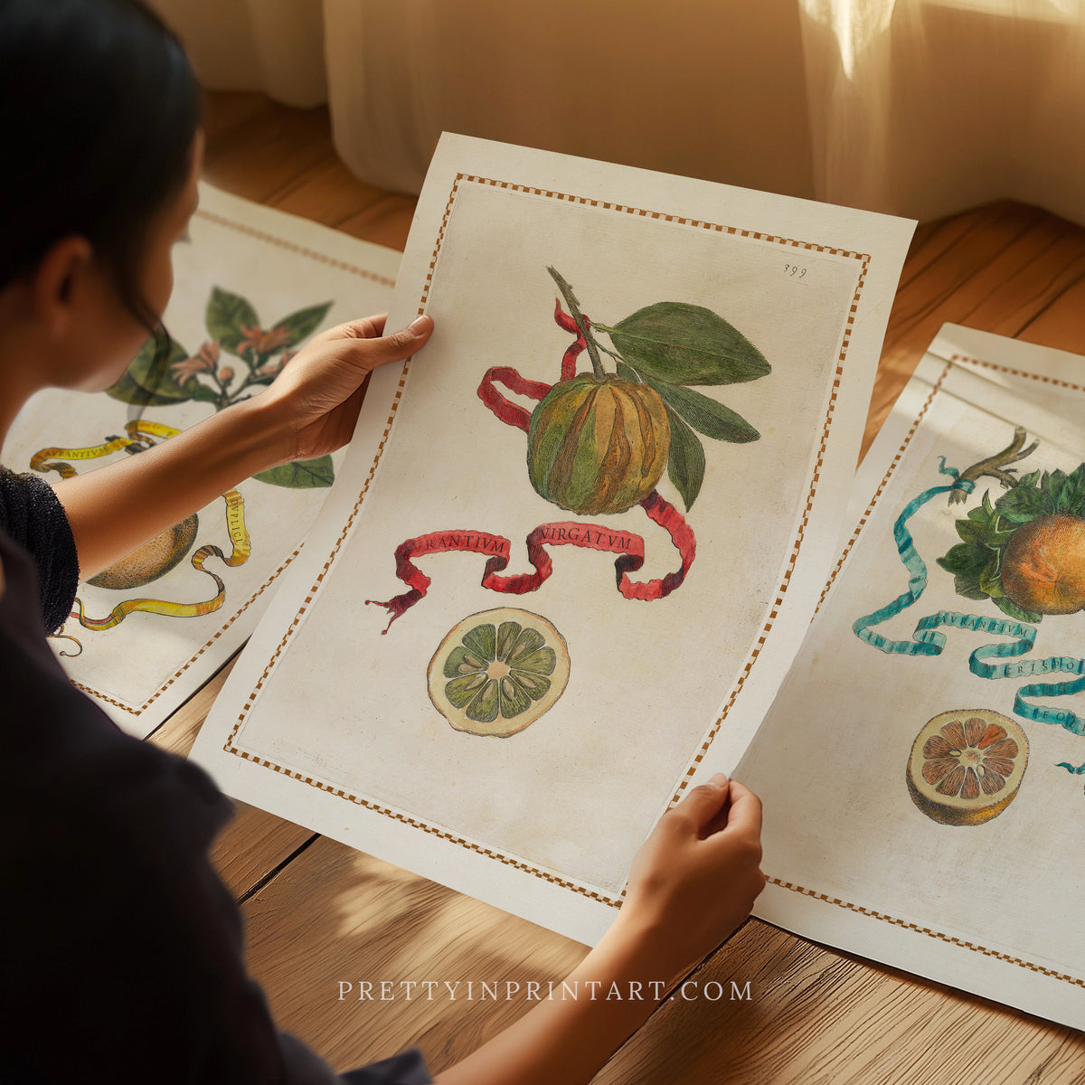 Unframed Vintage Fruit Art Print – Botanical Kitchen Wall Décor Unframed vintage fruit print for kitchen or dining room – lemons, limes, and oranges in botanical style. Ideal for classic or farmhouse décor.