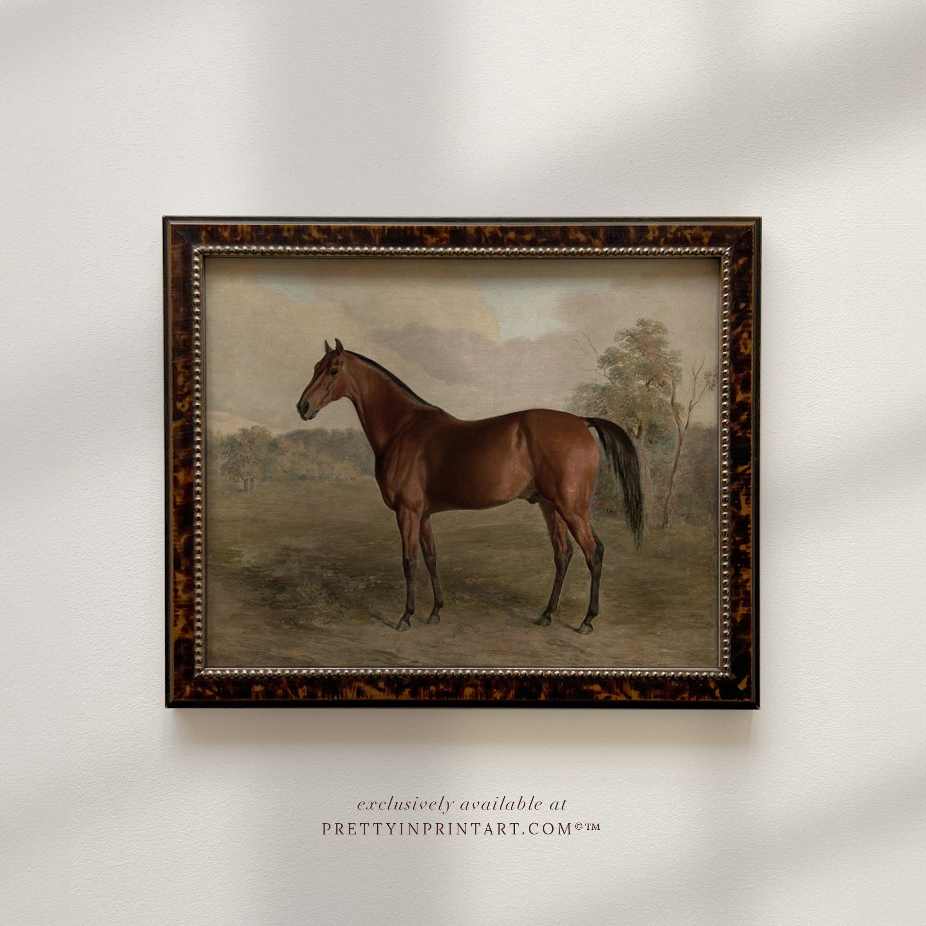 Vintage horse nursery art in classic picture frame Equestrian nursery prints Horse wall art for nursery Antique horse prints for nursery Vintage equestrian nursery decor Pony nursery art print Traditional horse nursery artwork Storybook horse illustration