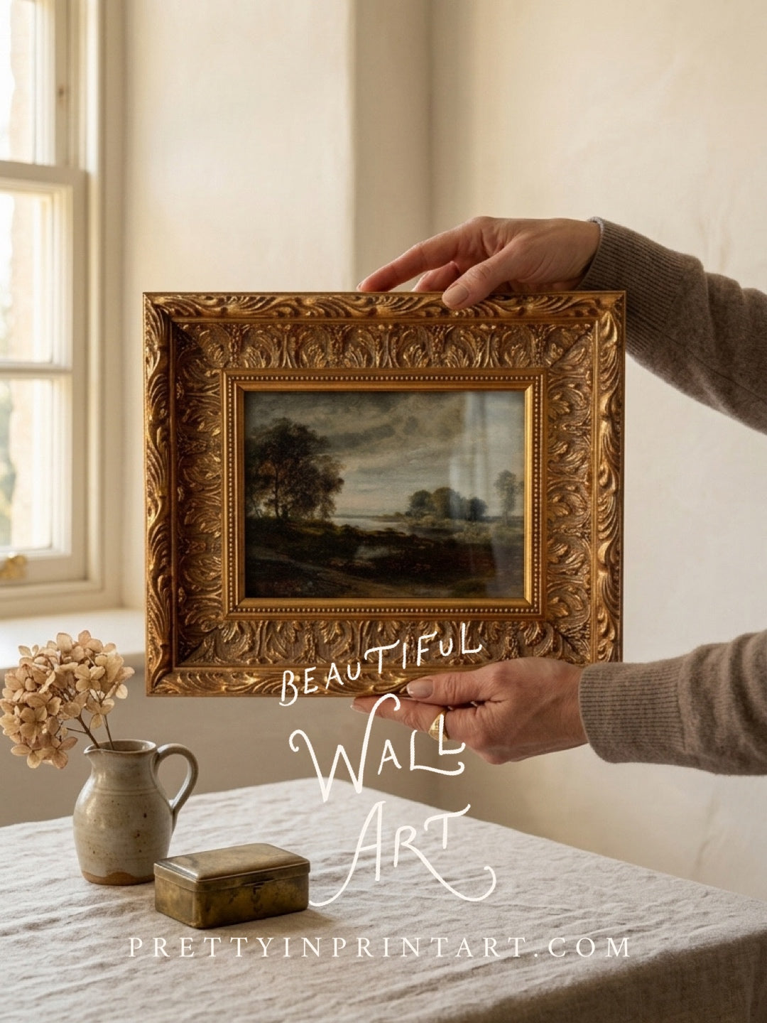 Ornate Gold Frame, Vintage Landscape Art 53135 | 001