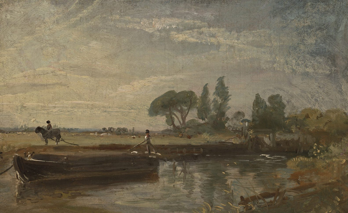 vintage river barge landscape art print