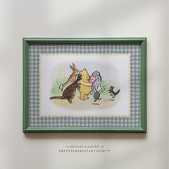 Vintage Nursery Art; Winnie the Pooh 006 | Framed (Calke Green Farrow & Ball 00303)