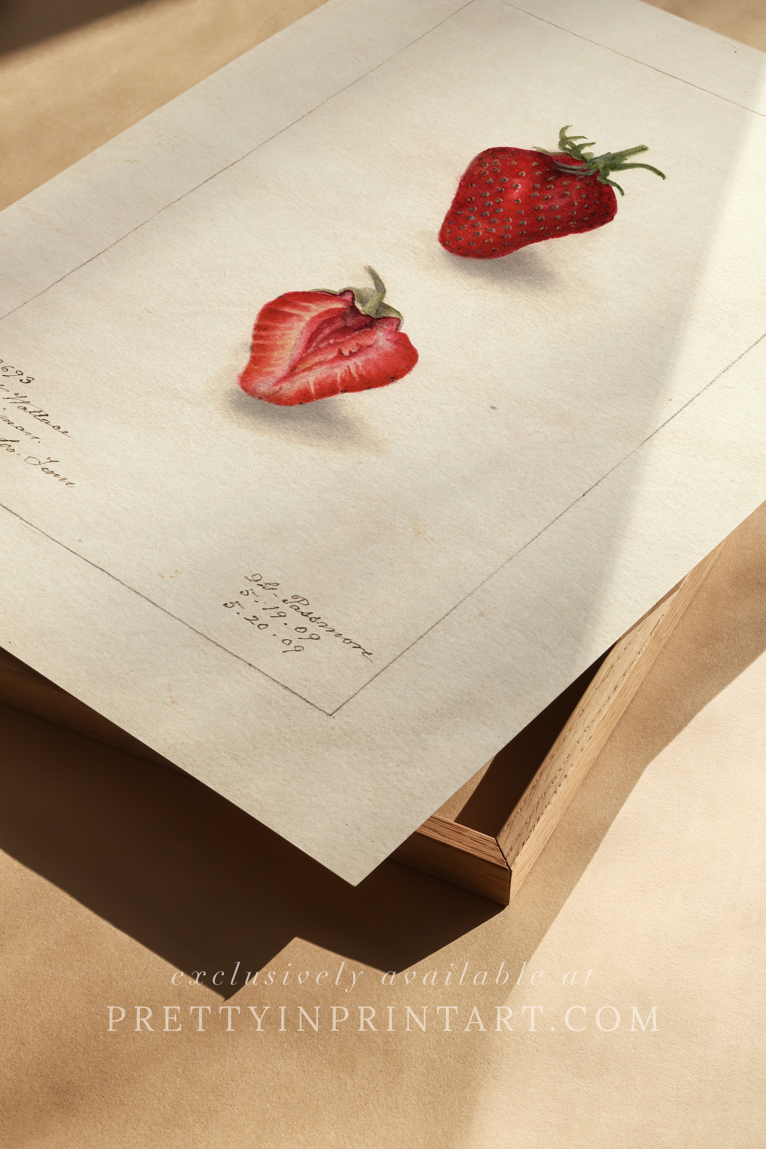 Black bobbin frame with vintage fruit botanical still life art for cottagecore, farmhouse, and traditional interiors
