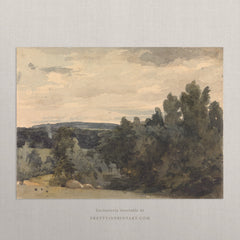 Vintage Landscape Art Print – Antique Style Countryside Wall Art, Unframed (00520)