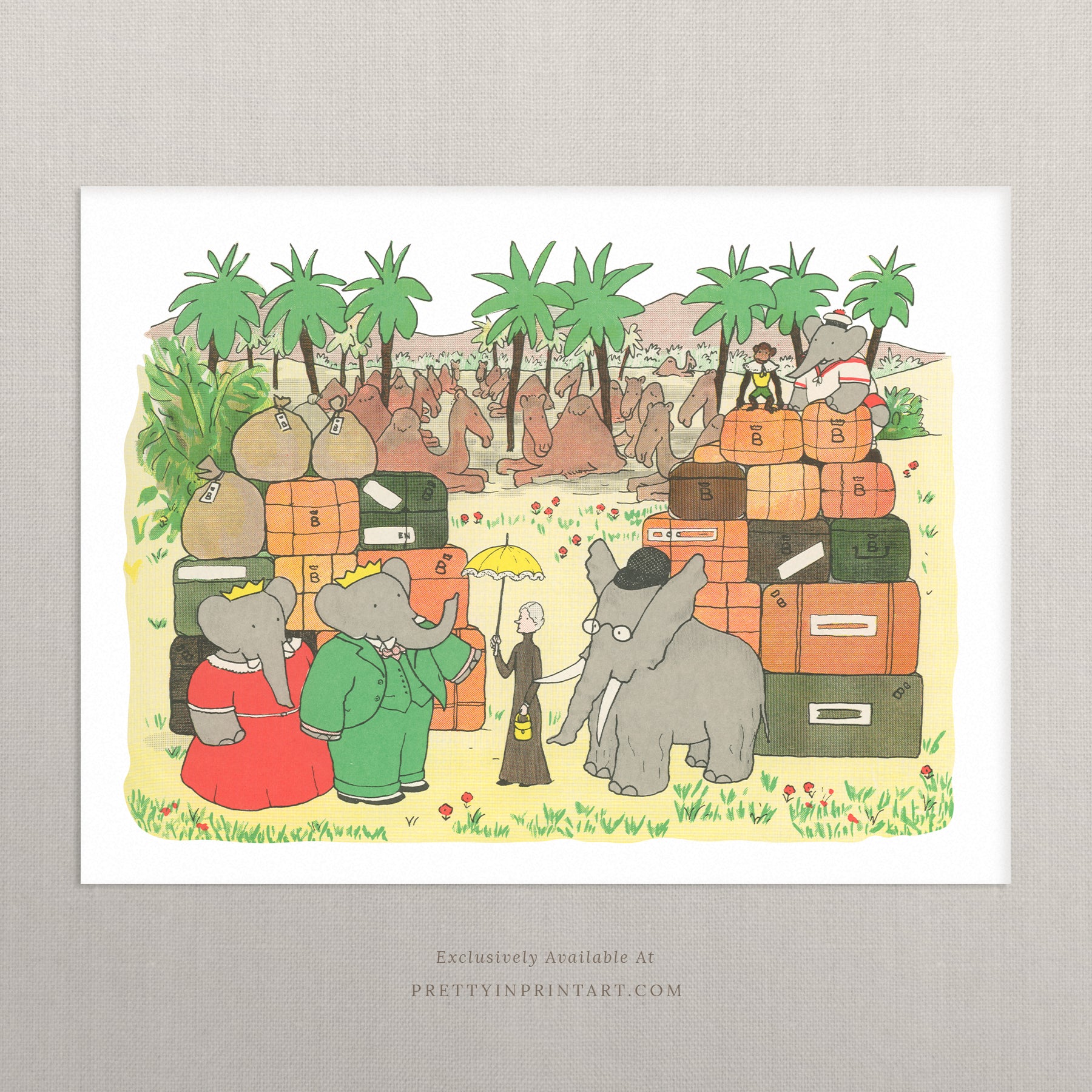 Babar Nursery Art - Babar the Elephant nursery wall art print, Vintage Babar nursery decor for baby’s room, Classic Babar prints for children’s bedrooms
