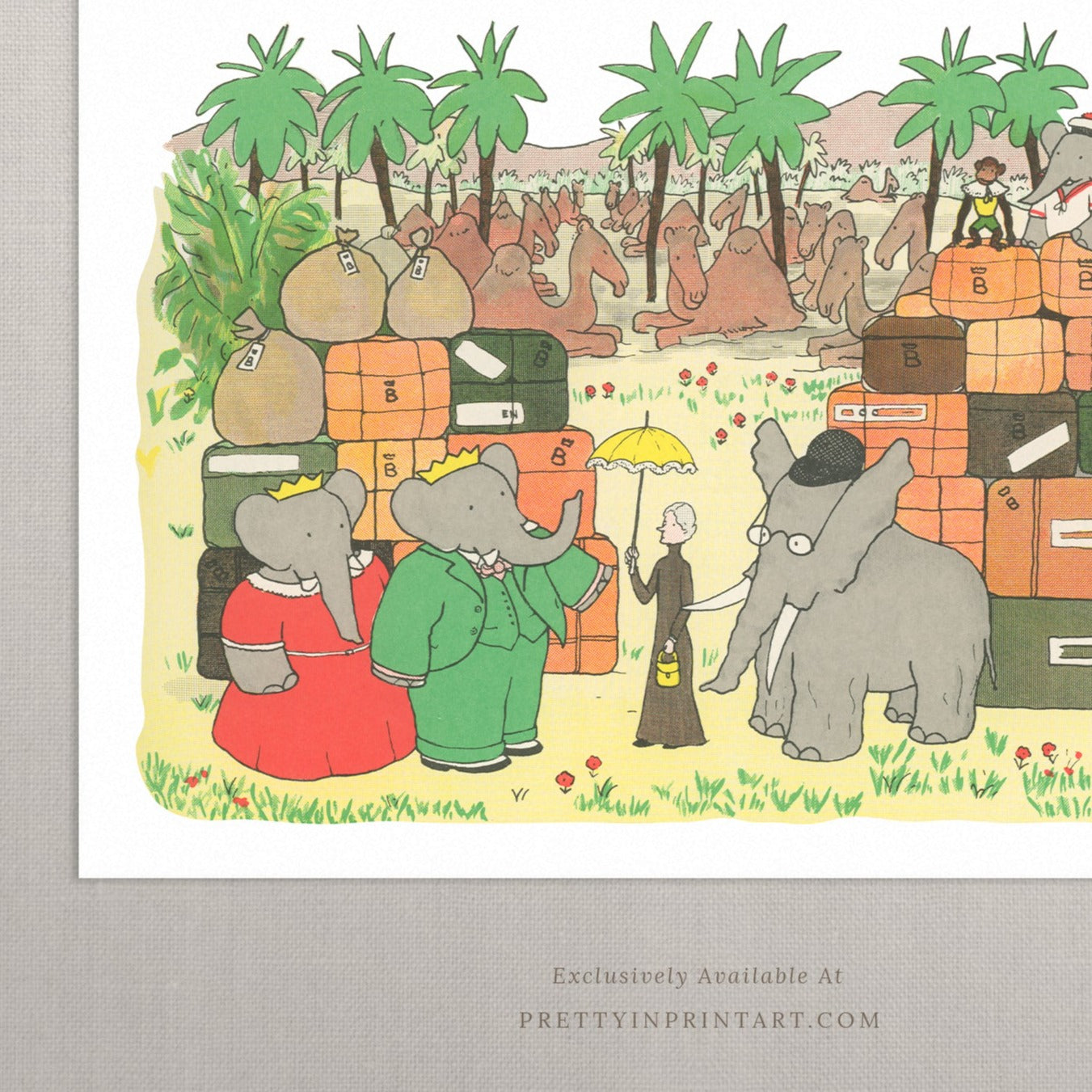Babar Nursery Art - Babar the Elephant nursery wall art print, Vintage Babar nursery decor for baby’s room, Classic Babar prints for children’s bedrooms