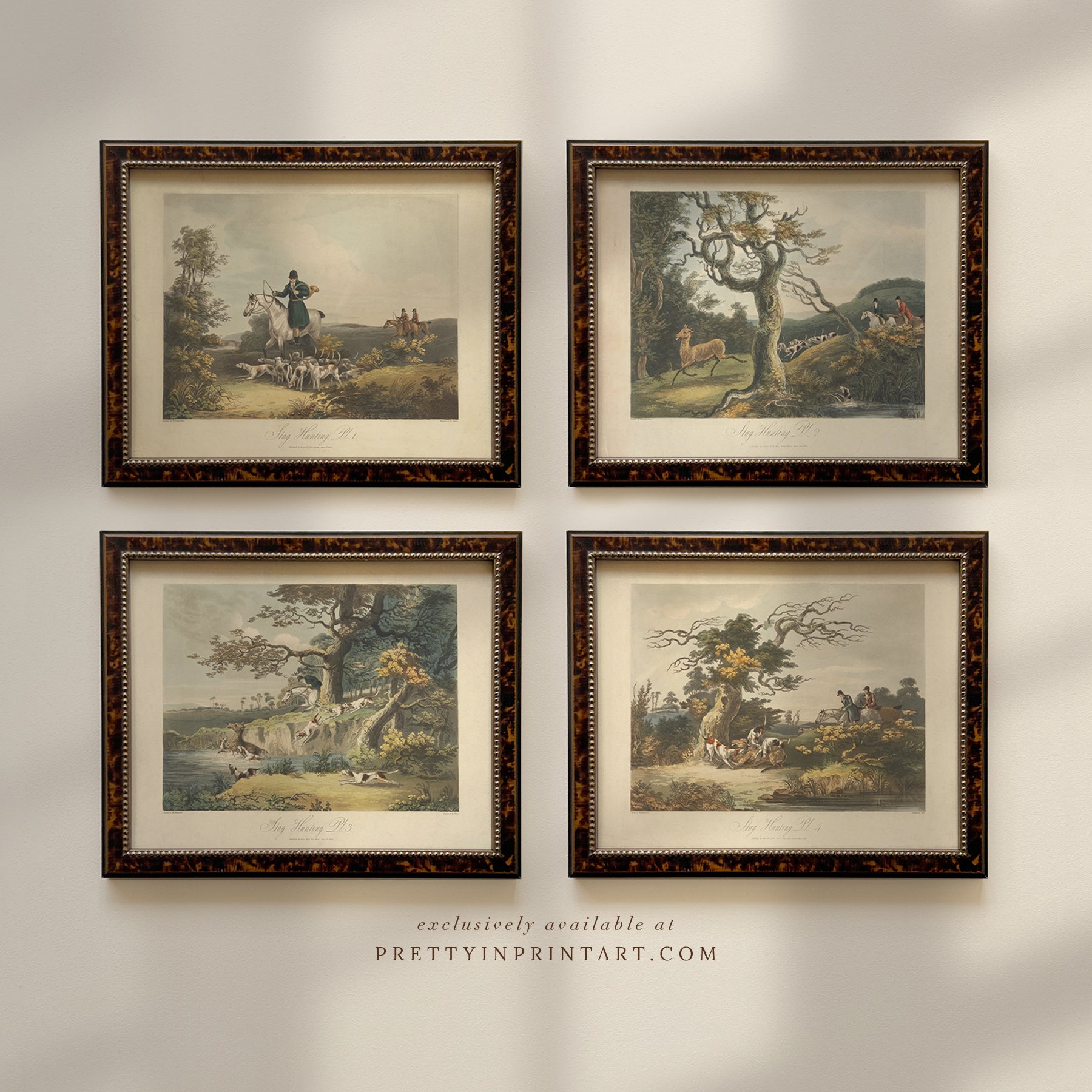 Antique Hunting Scene Art Print – Vintage Equestrian 002 | Unframed