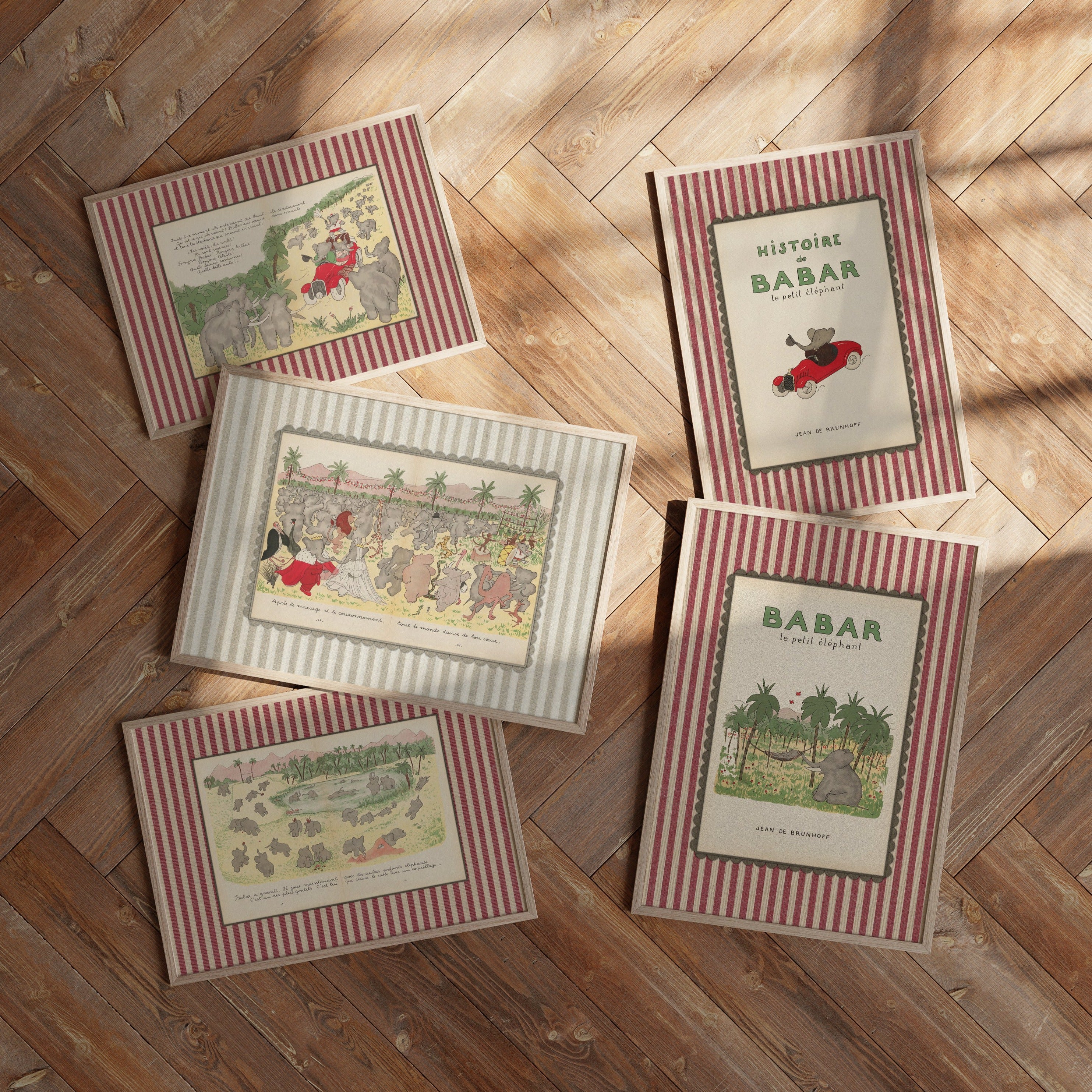 Babar Nursery Art - Babar the Elephant nursery wall art print, Vintage Babar nursery decor for baby’s room, Classic Babar prints for children’s bedrooms