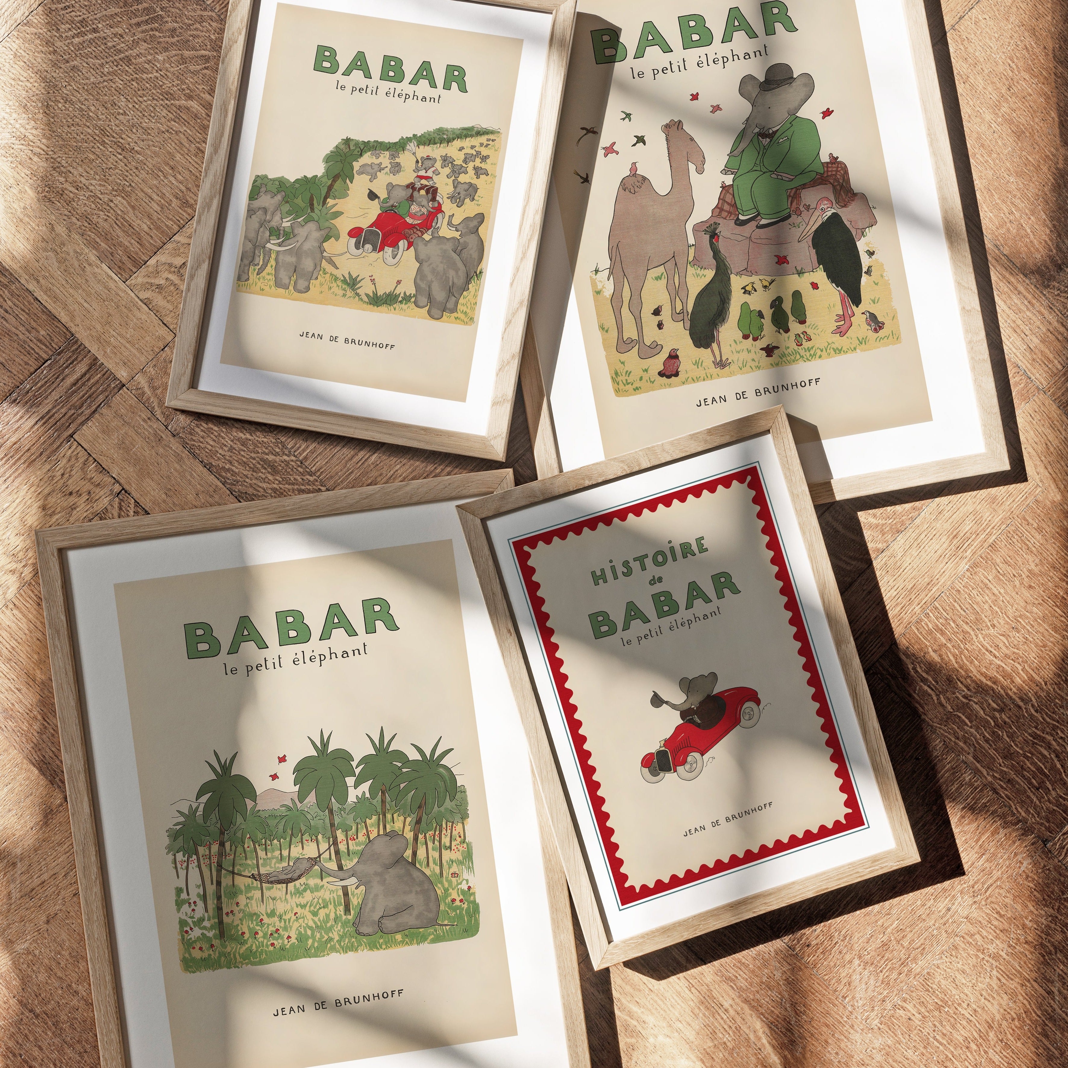 Babar Nursery Art - Babar the Elephant nursery wall art print, Vintage Babar nursery decor for baby’s room, Classic Babar prints for children’s bedrooms