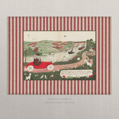 Babar the Elephant Nursery Art Print – Vintage Storybook Wall Art with Printed Fabric-Look Border, Unframed (003)