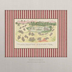 Babar the Elephant Nursery Art Print – Printed Fabric-Look Striped Border, Unframed (004)
