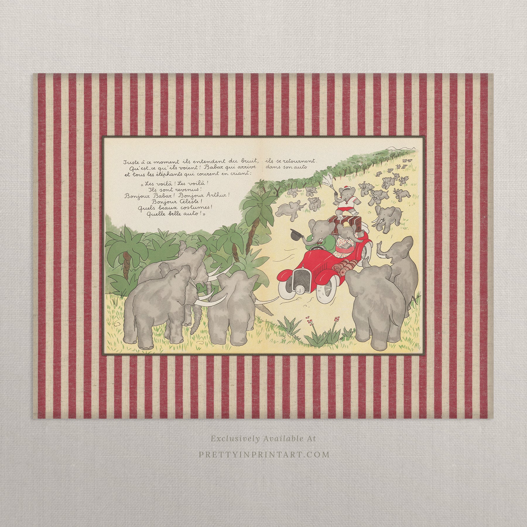 Babar Nursery Art - Babar the Elephant nursery wall art print, Vintage Babar nursery decor for baby’s room, Classic Babar prints for children’s bedrooms
